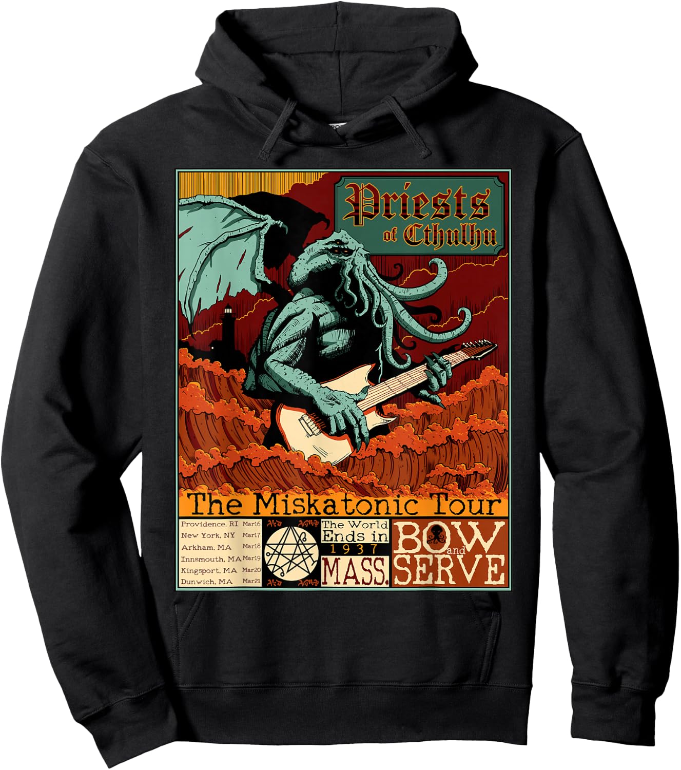 Miskatonic Cthulhu Great Rock Cosmic Horror Metal Concert Hoodie - Hoodie | Black