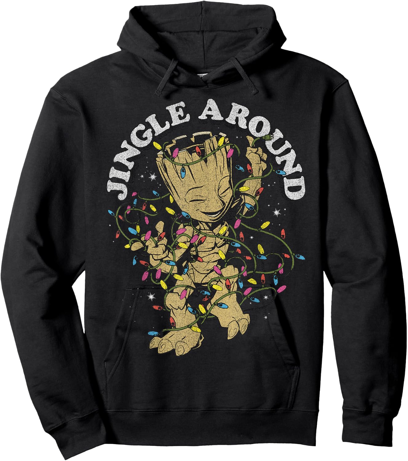 Marvel Christmas Groot Jingle Around Portrait Hoodie - Hoodie | Black