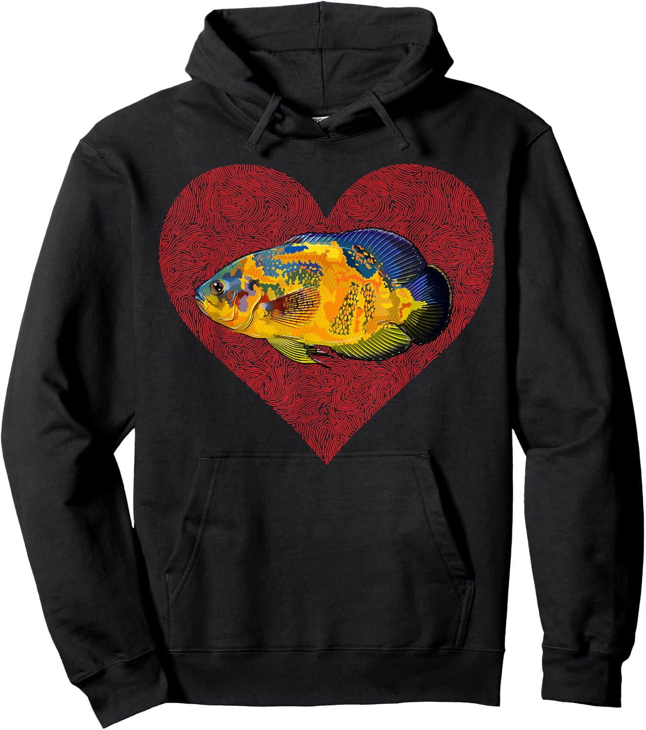 Oscars Valentines Day Fish Love Fingerprint Hoodie - Hoodie | Black