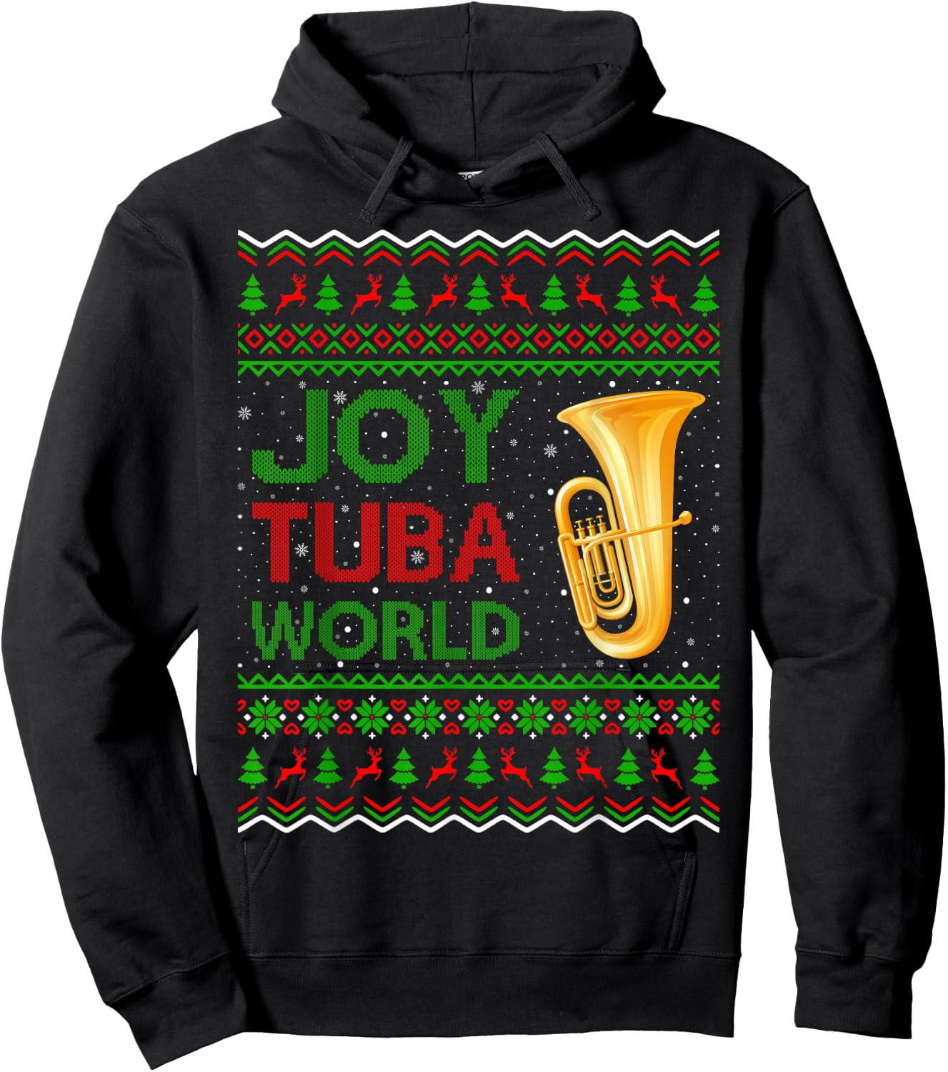 Joy Tuba World Music Lover Xmas Gift Ugly Tuba Christmas Hoodie - Hoodie | Black