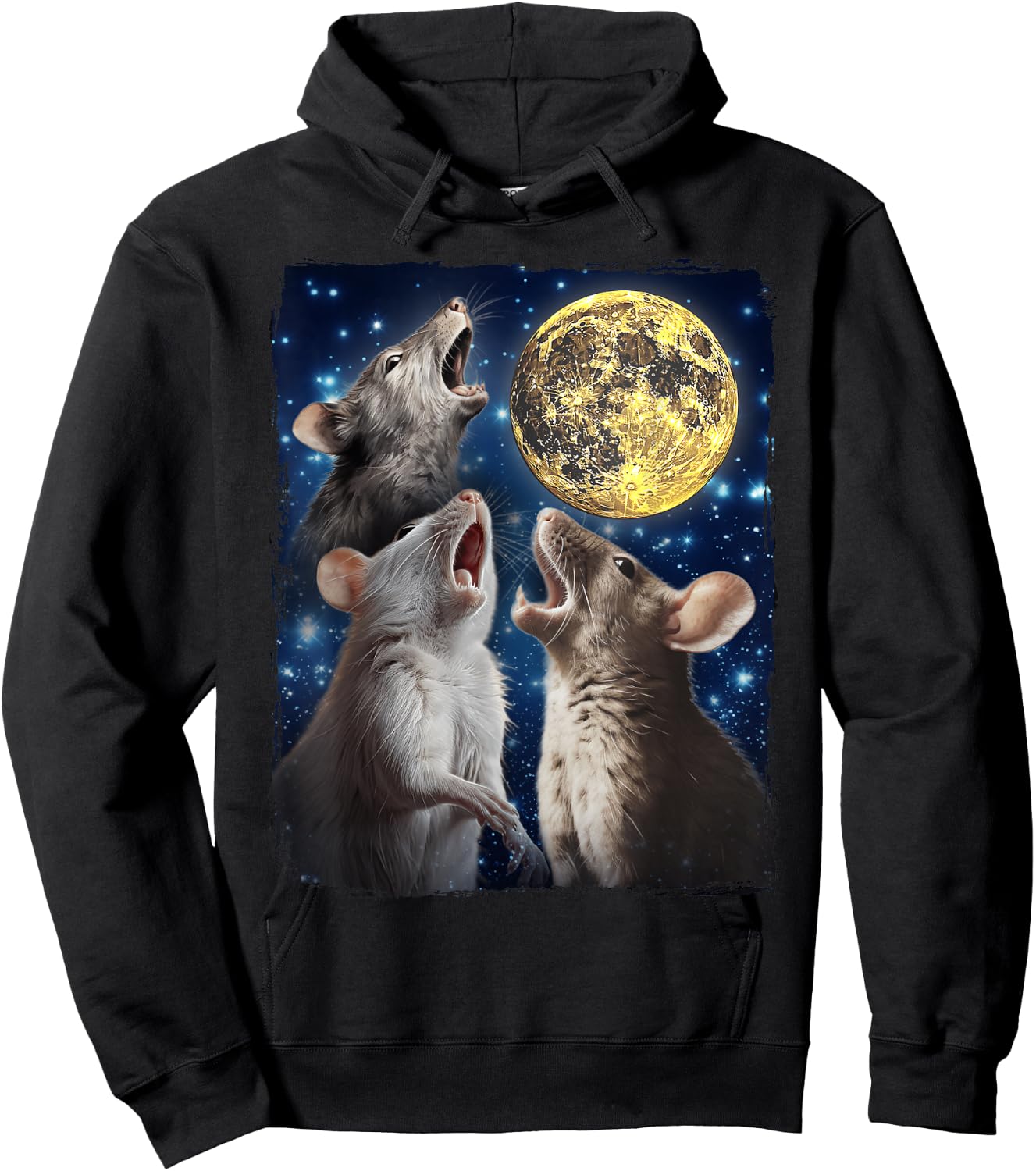 Rat Howling at Moon Hoodie - Hoodie | Black