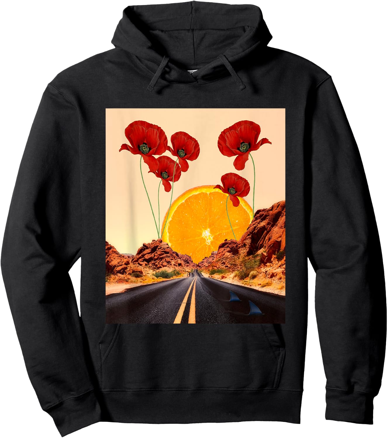 Mojave Desert - Nevada Road - Digital Collage Art - Classic Hoodie - Hoodie | Black