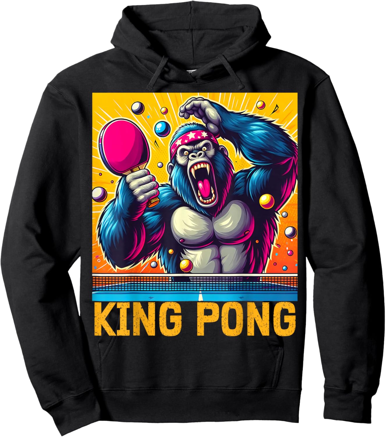 Vintage King Pong - Ping Pong Table Tennis Player Champion Hoodie - Hoodie | Black