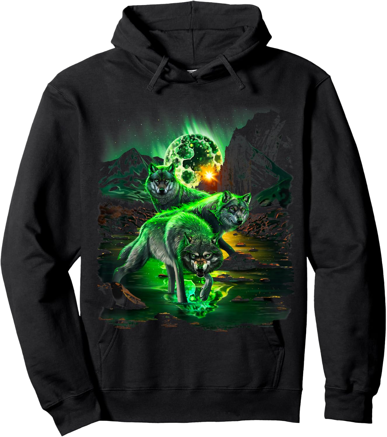 Wolf Hunting in Valley Amidst Catastrophic Asteroid Impact Hoodie - Hoodie | Black
