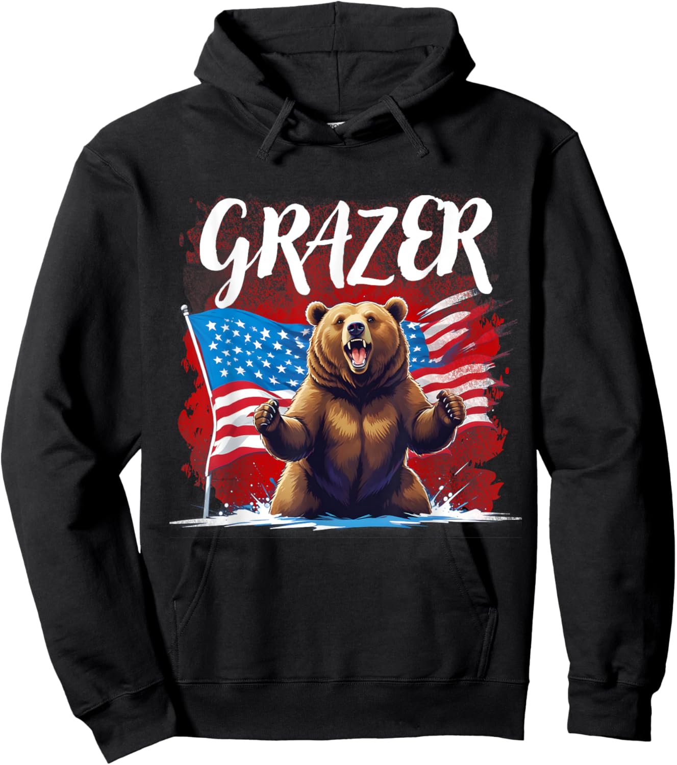 Grazer bear Men Women patriotic design Hoodie - Hoodie | Black