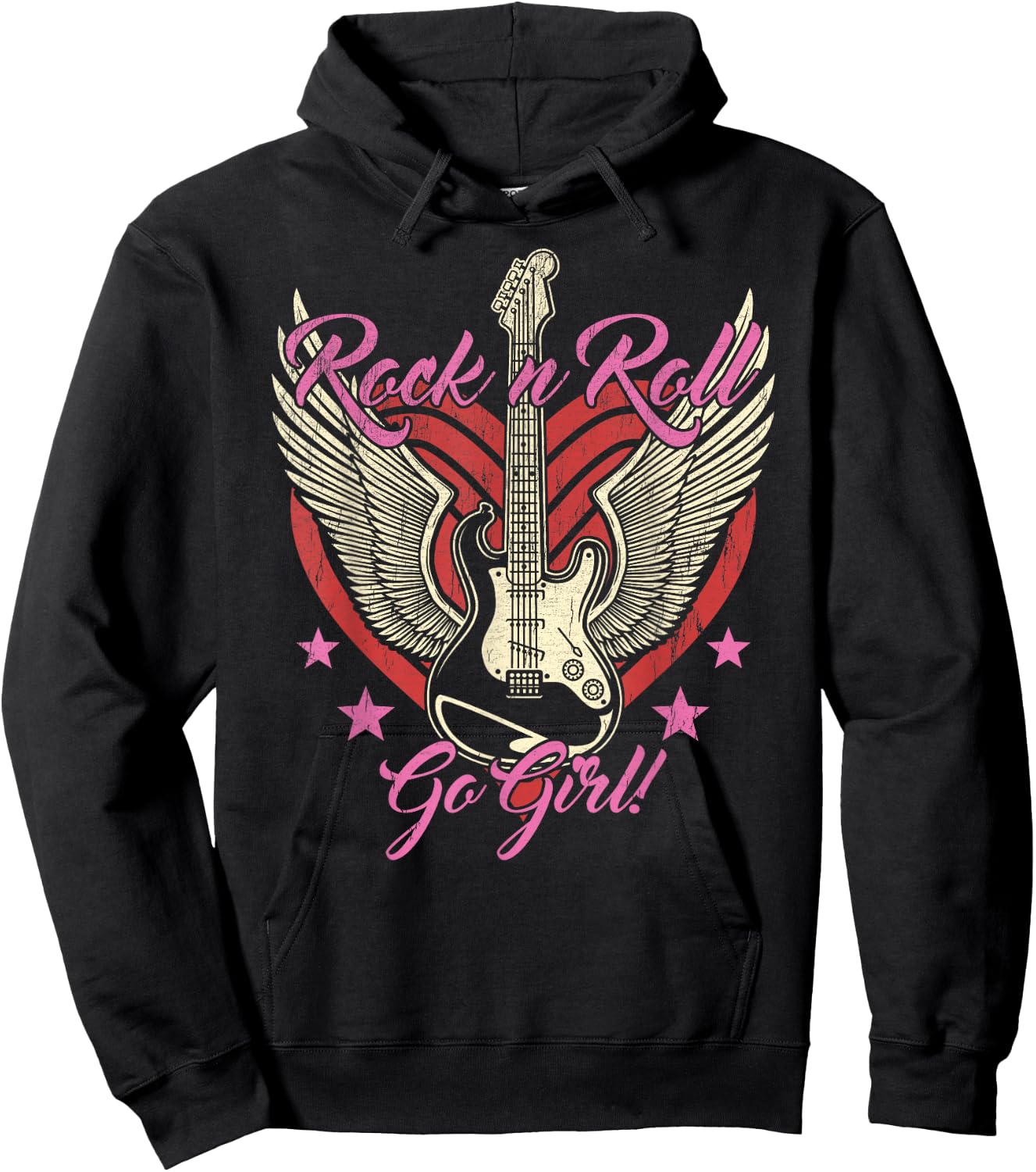 Rock and Roll Guitar Vintage ROCK Women Music Hoodie - Hoodie | Black