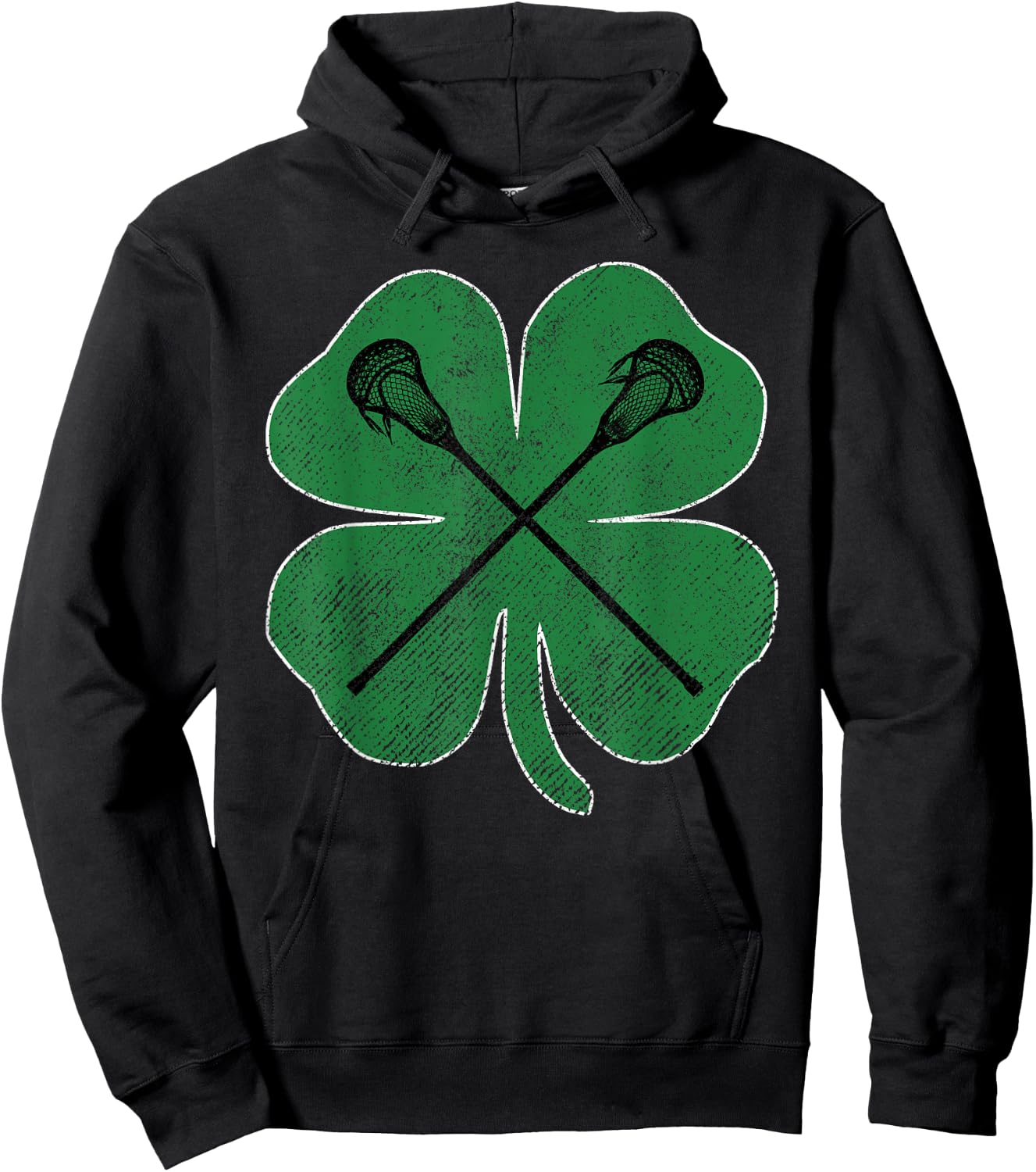St Patrick's Day Green Shamrock Lacrosse Irish Men Boys Hoodie - Hoodie | Black