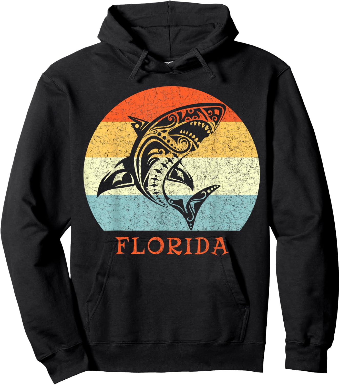 Florida Vintage Retro Shark Vacation Hoodie - Hoodie | Black