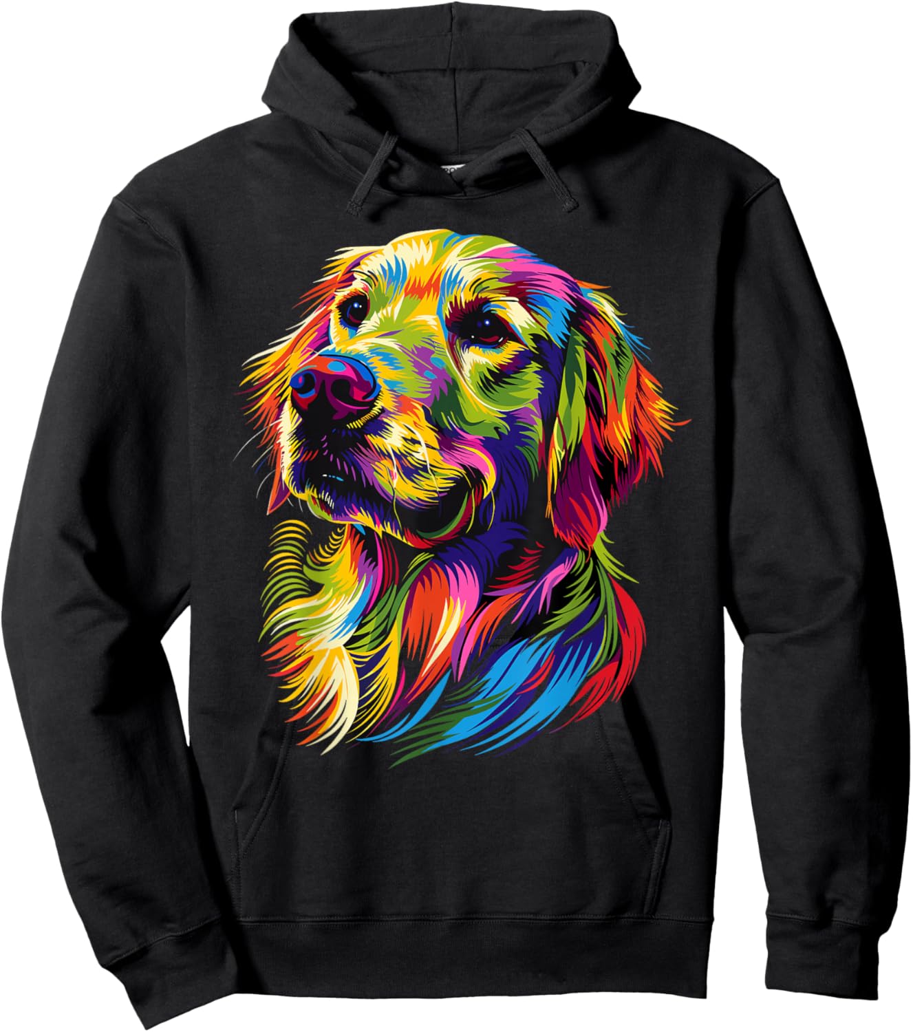 Golden Retriever Dog Colorful Pop Art Rainbow Colors Dogs Hoodie - Hoodie | Black