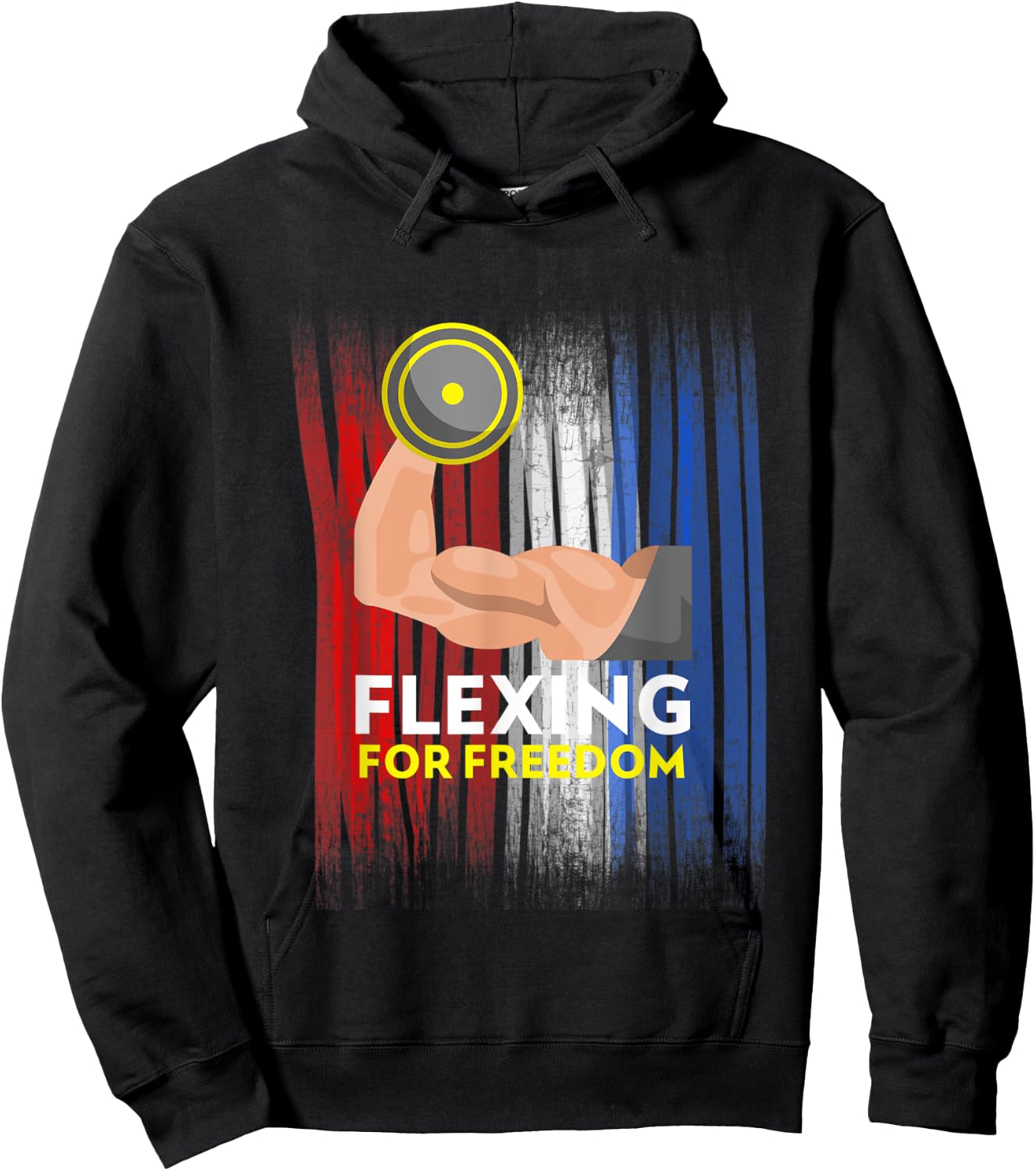 4th of July Weight Lifter Workout Muscles Gym Rat Women Kids Men Hoodie - Hoodie | Black