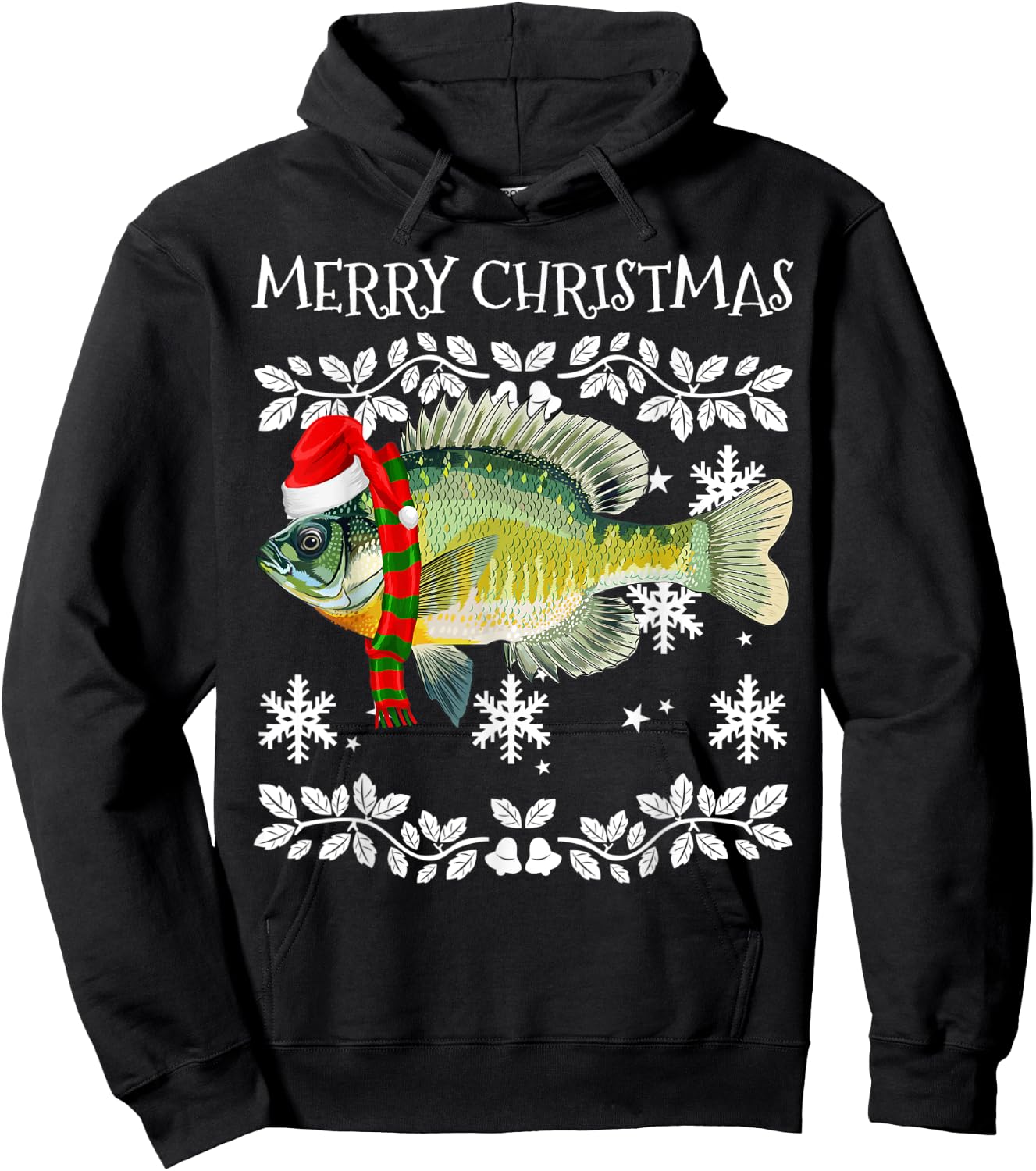 Fish Merry Christmas Ornament Bluegill Ugly Xmas Hoodie - Hoodie | Black