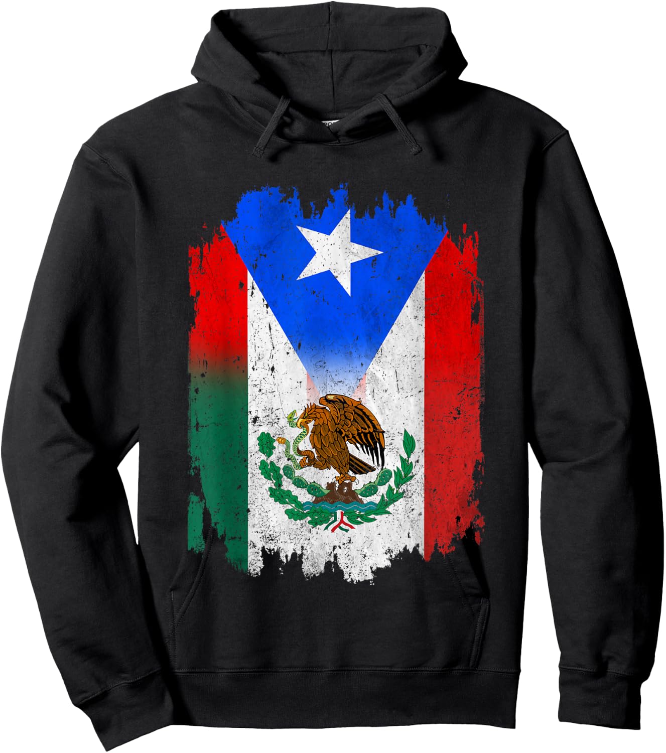 Mexican Mexican Flag Puerto Rico Flag Boricua Hoodie - Hoodie | Black
