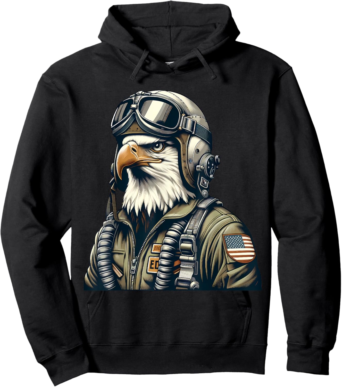 Bald Eagle Pilot Fighter Aviator Hoodie - Hoodie | Black