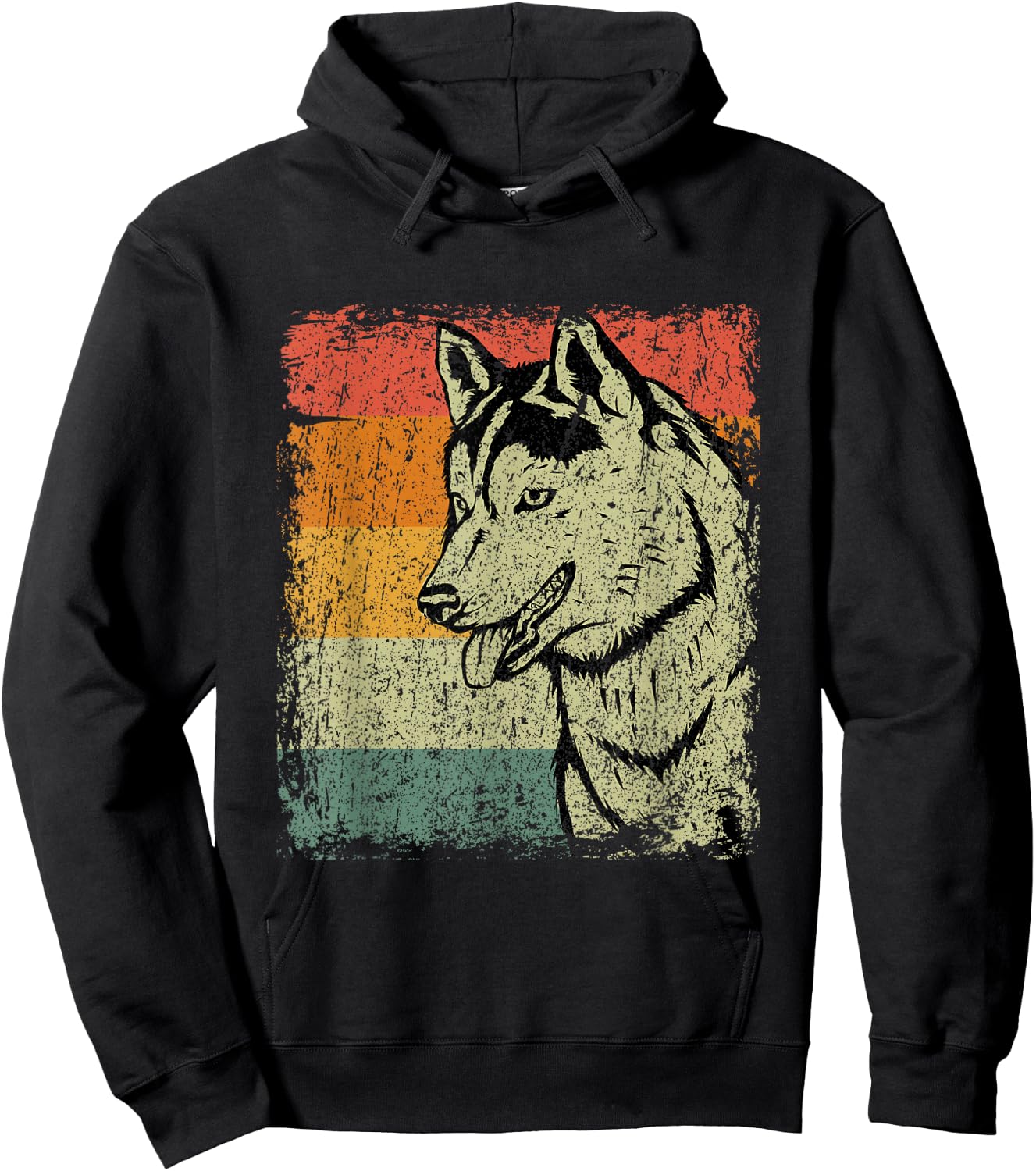 Retro Siberian Husky Dog Gift Vintage Husky Hoodie - Hoodie | Black