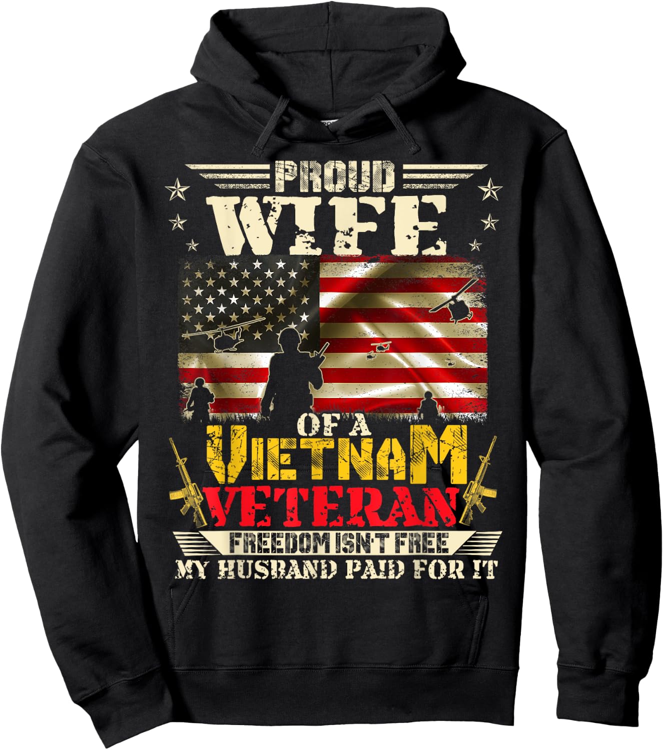 Freedom Isn't Free-Proud Wife Of A Vietnam Veteran Husband Hoodie - Hoodie | Black