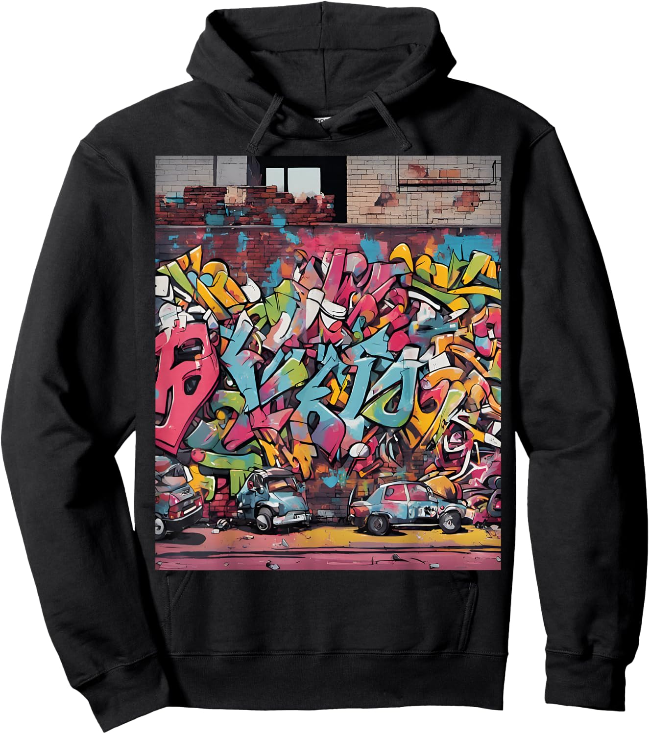 Animated Graffiti Scene Urban Art Hoodie - Hoodie | Black