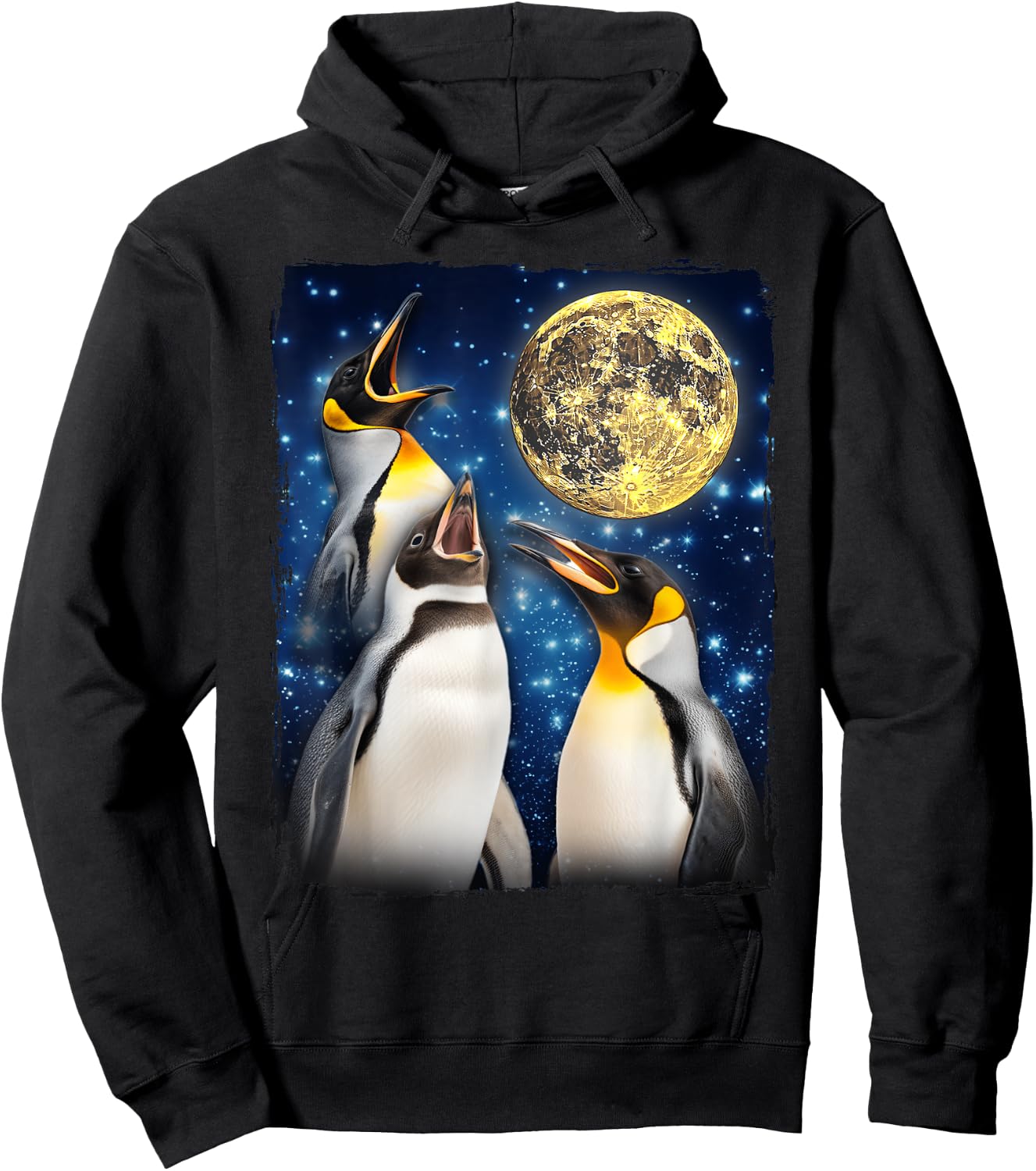Penguins Howling At The Moon Hoodie - Hoodie | Black