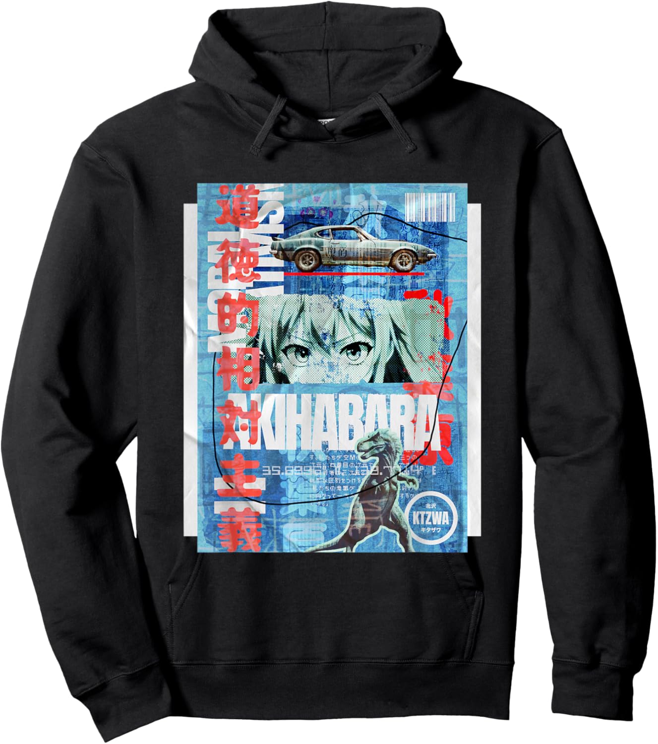 Japanese Retro Vintage 90s 80s Streetwear Tokyo Anime Manga Hoodie - Hoodie | Black