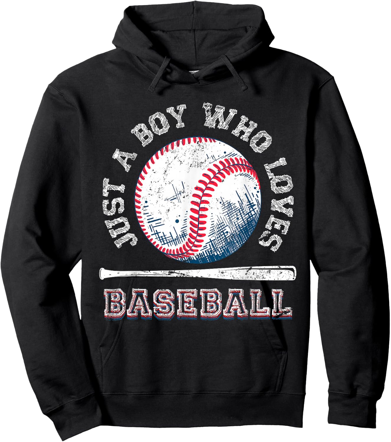 American Sport Fan Baseball Lover Boys Batter Baseball Hoodie - Hoodie | Black