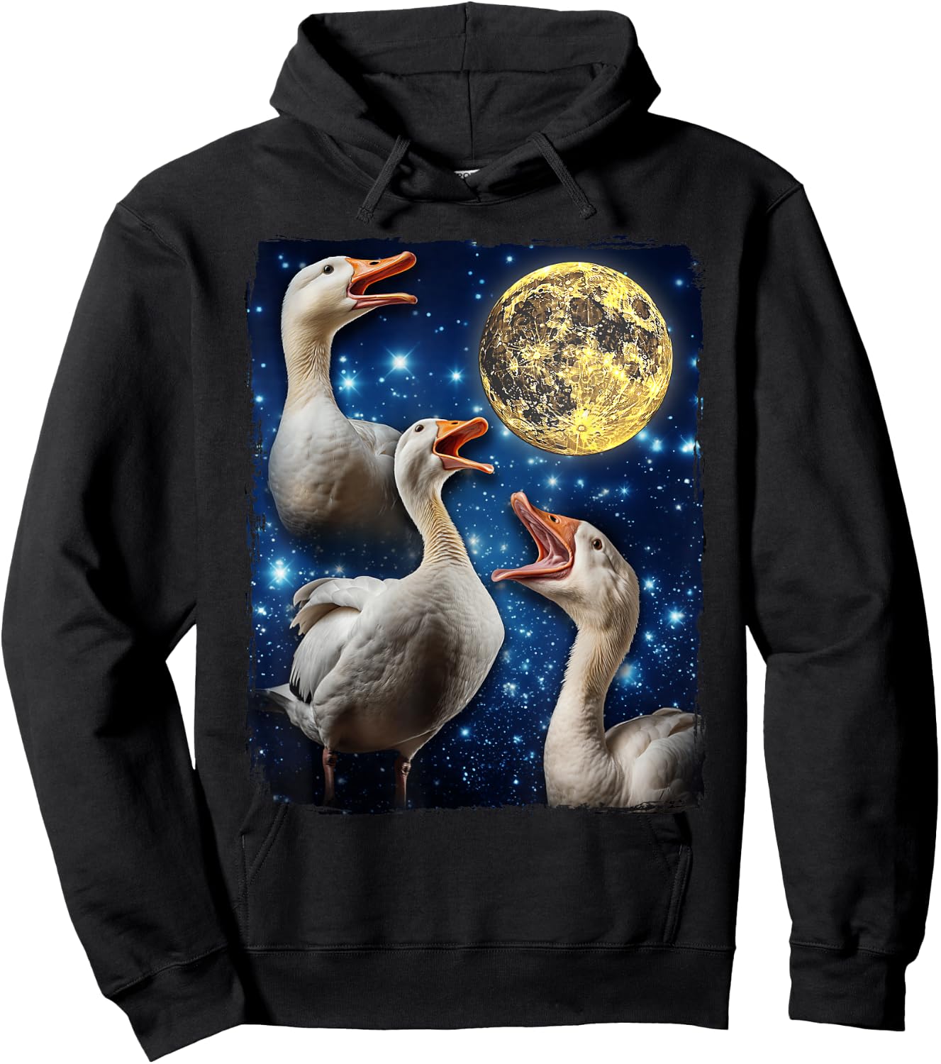 Goose Howling At Moon Hoodie - Hoodie | Black