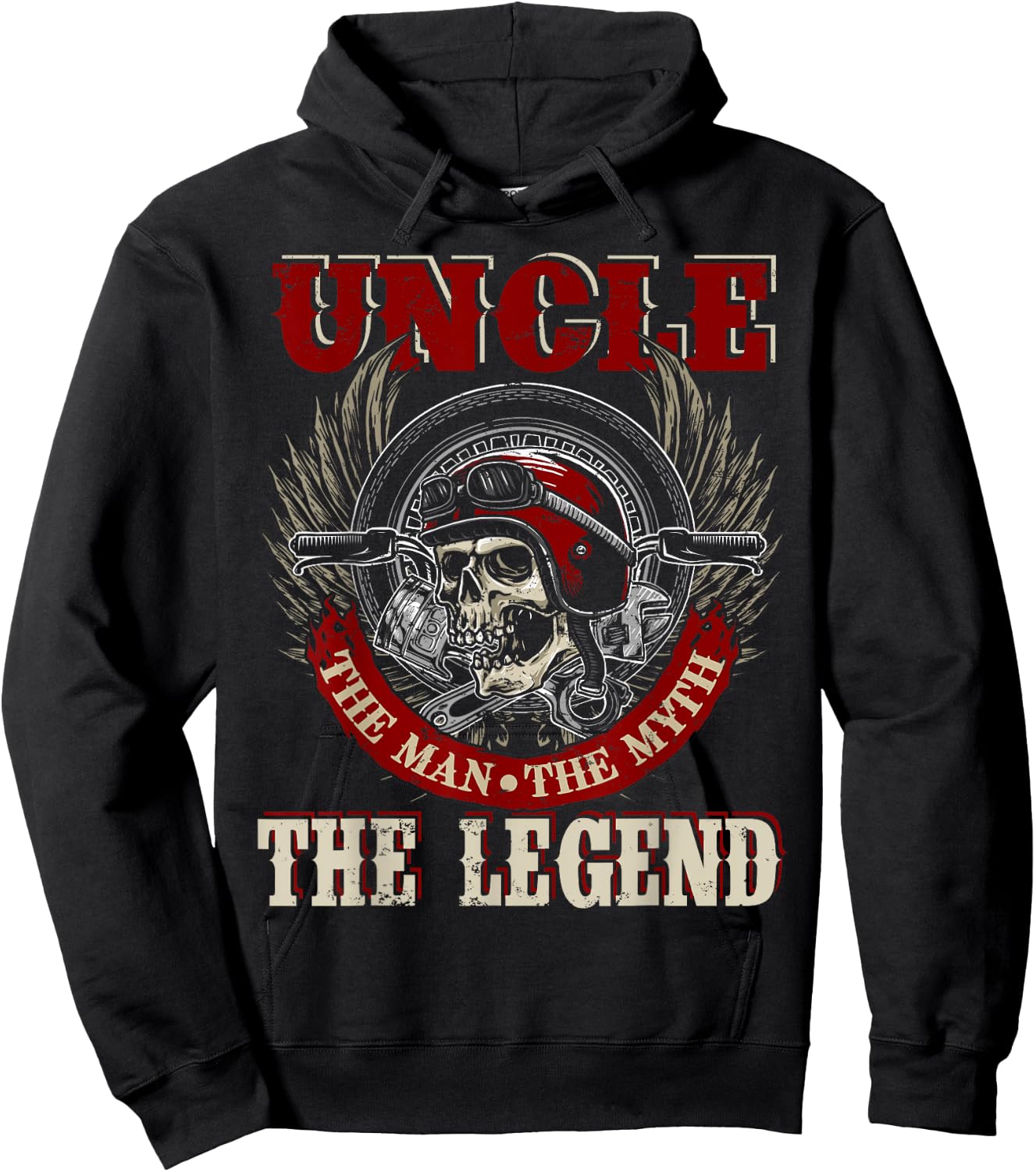 Uncle The Man The Myth Happy Fathers Day Skull Biker Lover Hoodie - Hoodie | Black