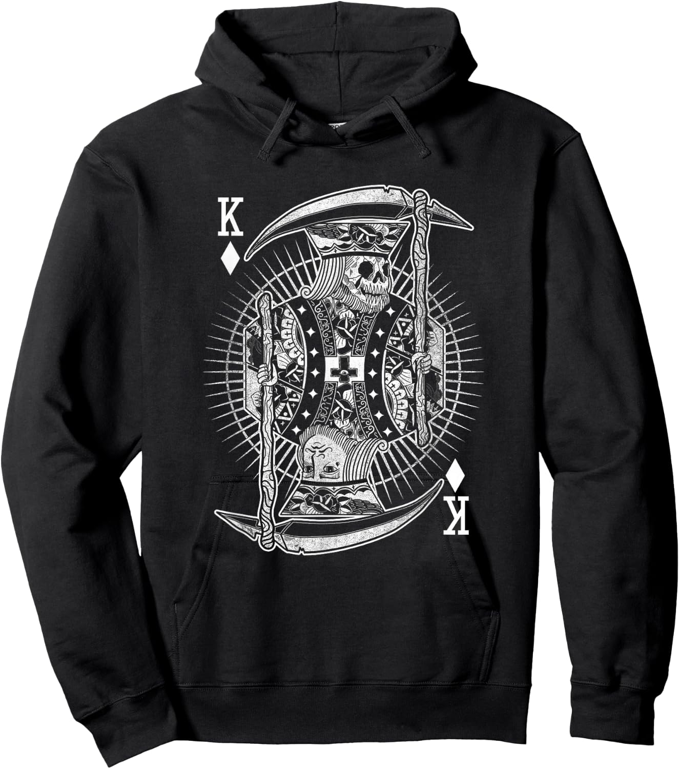 King Poker Card Skeleton Skull Goth Style Gothic Gambler Hoodie - Hoodie | Black