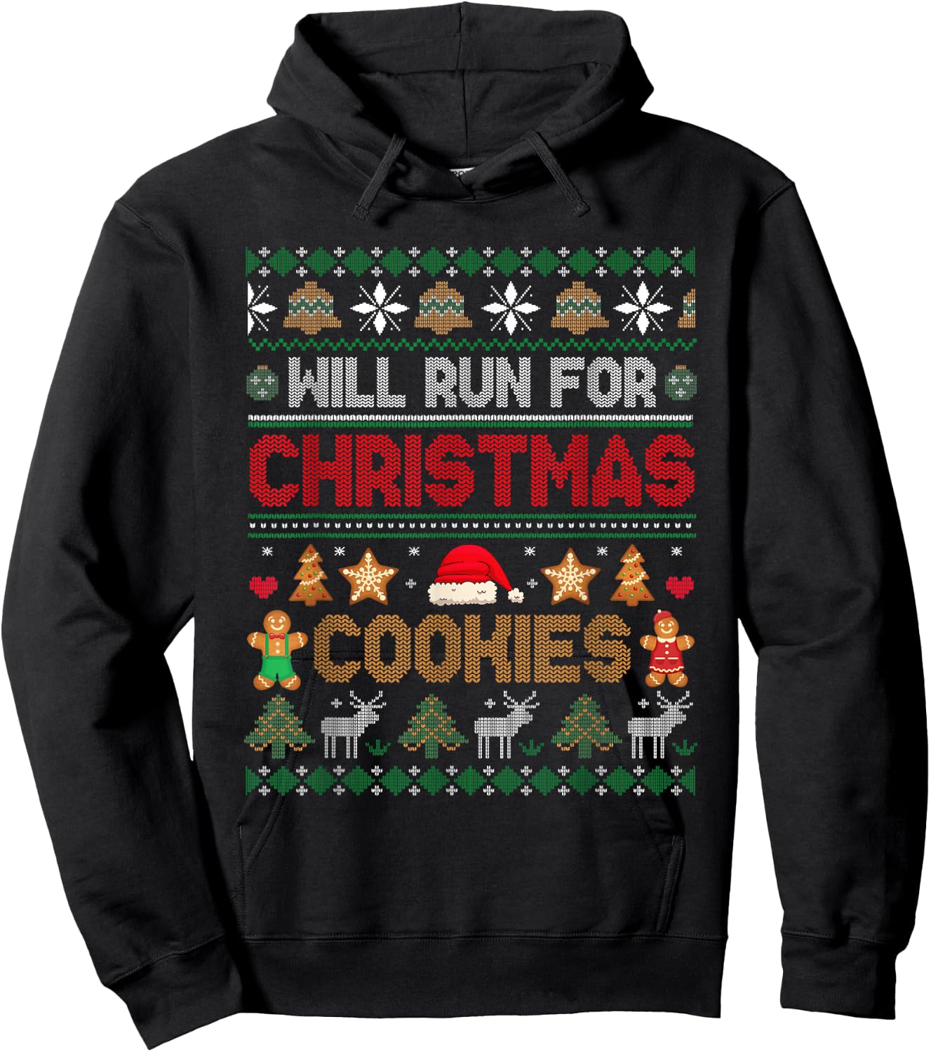 Will Run For Christmas Cookies Costume Santa Baker Drinker Hoodie - Hoodie | Black