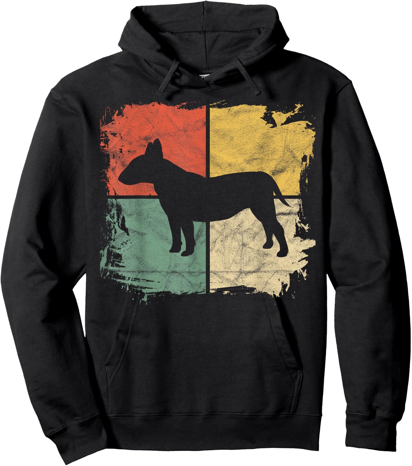 Square Retro Bull Terrier Owner Gift Dog Bully Dad Pet Mom Hoodie - Hoodie | Black