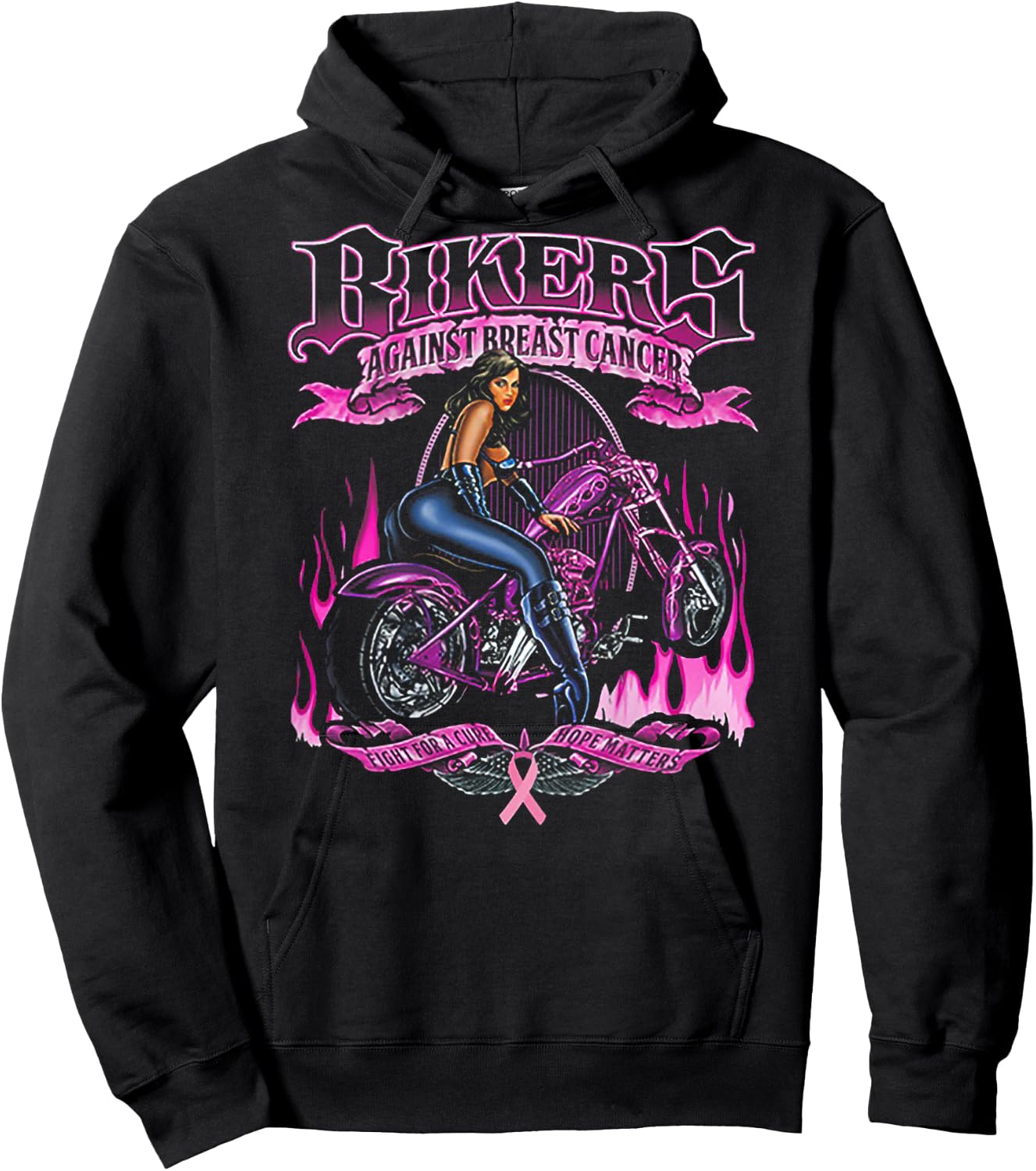 Bikers Against Breast Cancer Fight For A Cure Hope Matters Hoodie - Hoodie | Black