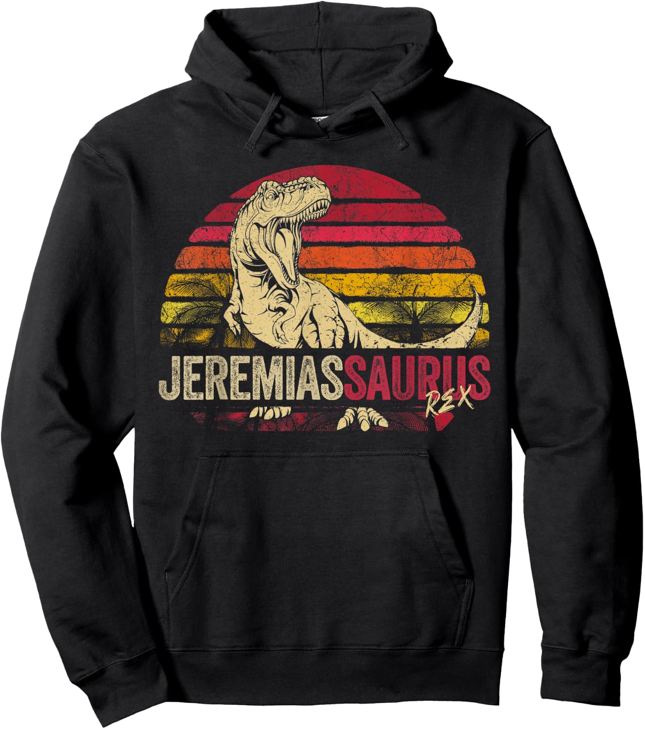 Jeremias Saurus Funny Personalized Dinosaur T Rex Boys Name Hoodie - Hoodie | Black