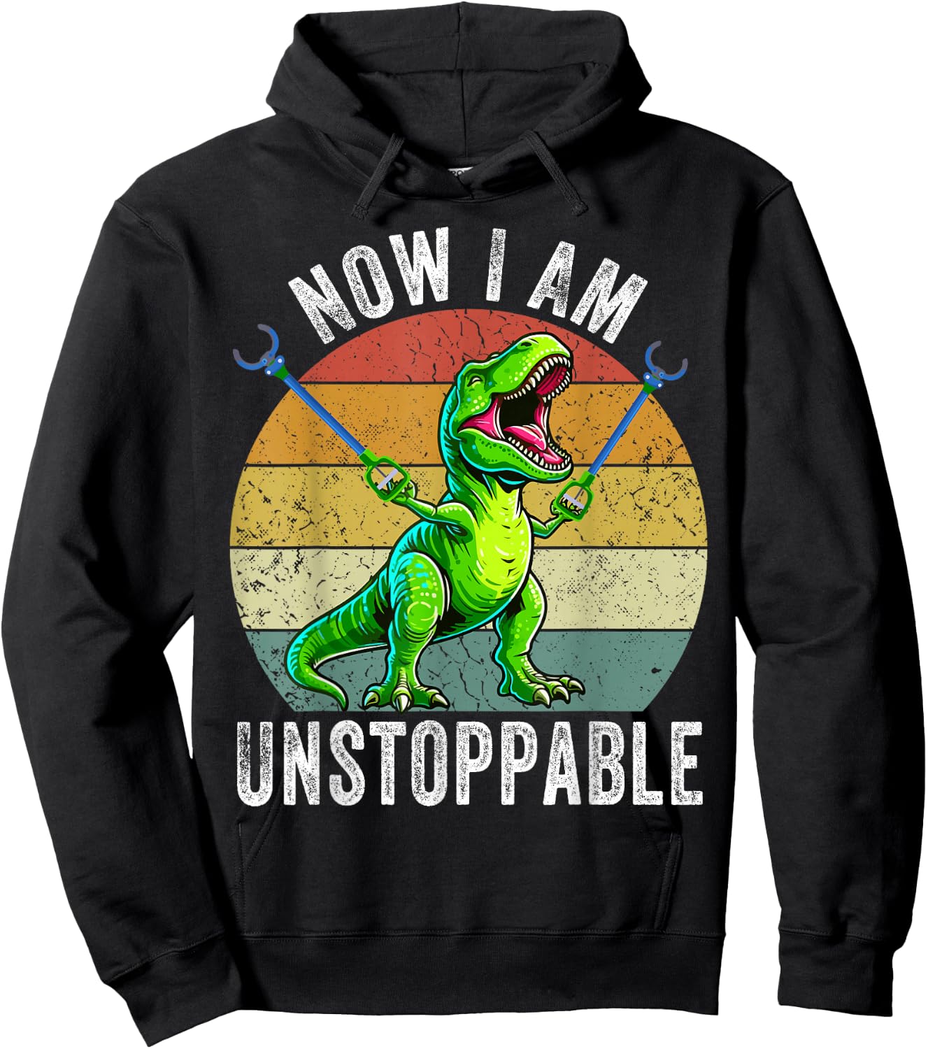 Retro Vintage Now I Am Unstoppable Trex Funny T-Rex Hoodie - Hoodie | Black