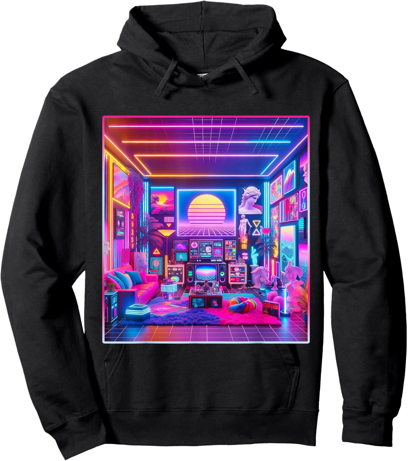 Vaporwave Aesthetic Style Shirt 80s 90s Retro Colorful Room Hoodie - Hoodie | Black