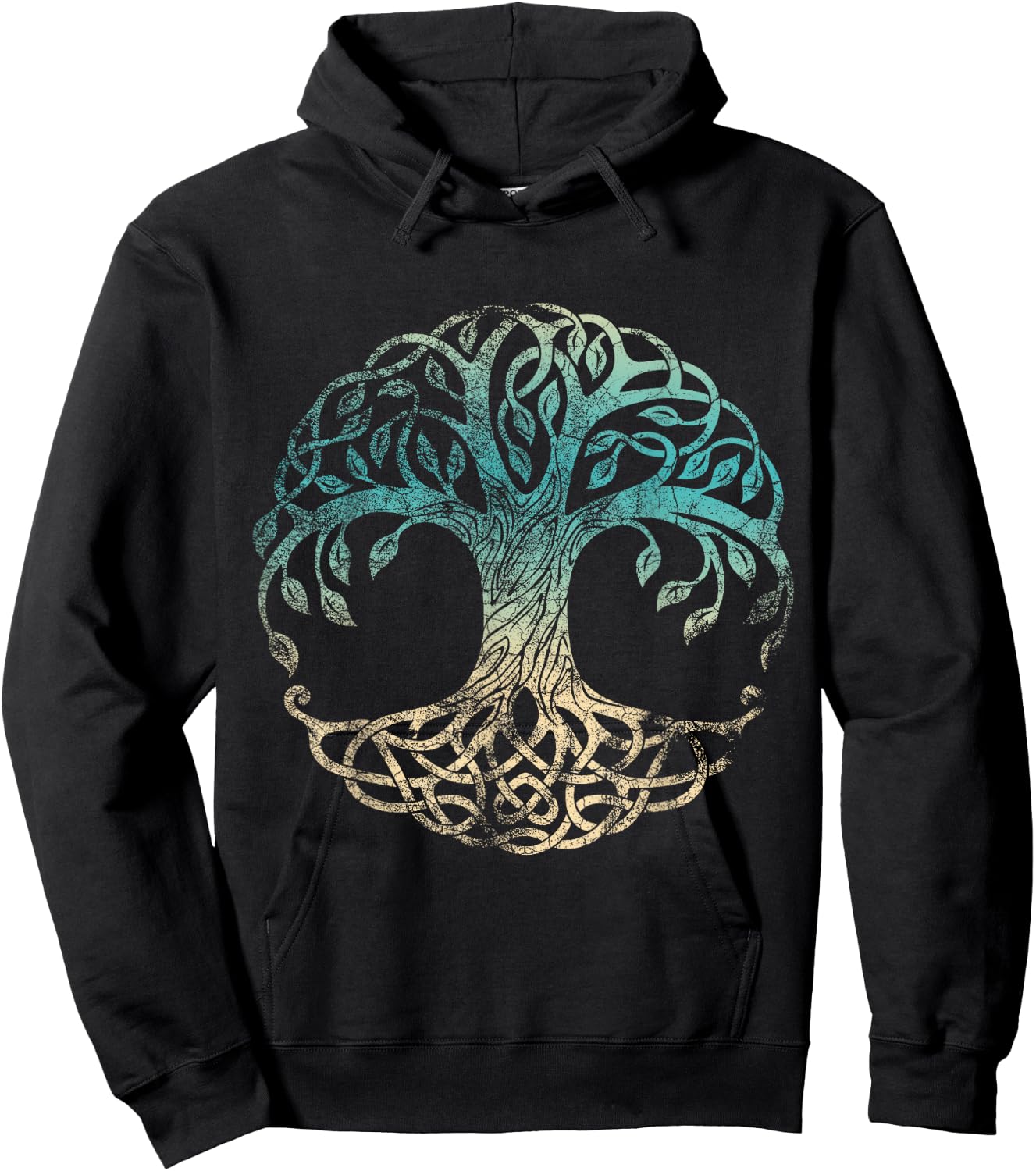 Yggdrasil Tree Of Life, Norse Viking Symbol Worn Color Hoodie - Hoodie | Black