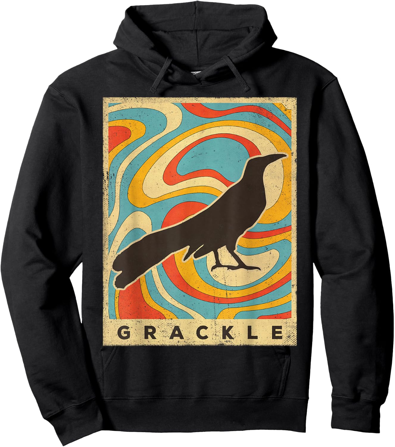 Vintage Grackle Bird Lover Animal Retro Style Hoodie - Hoodie | Black
