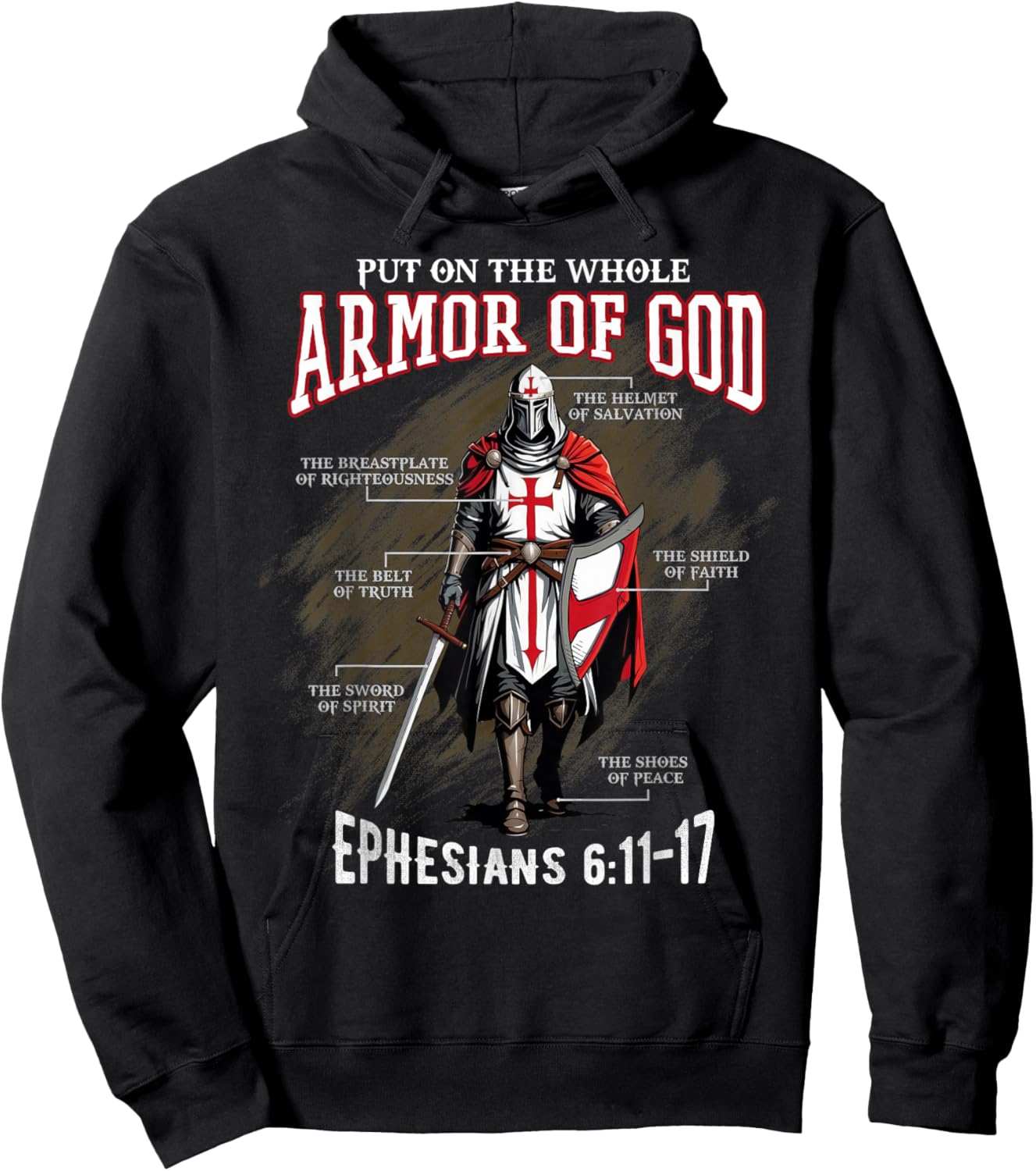 Full Armor of God Men Women Kids Christian Bible Verse Gift Hoodie - Hoodie | Black