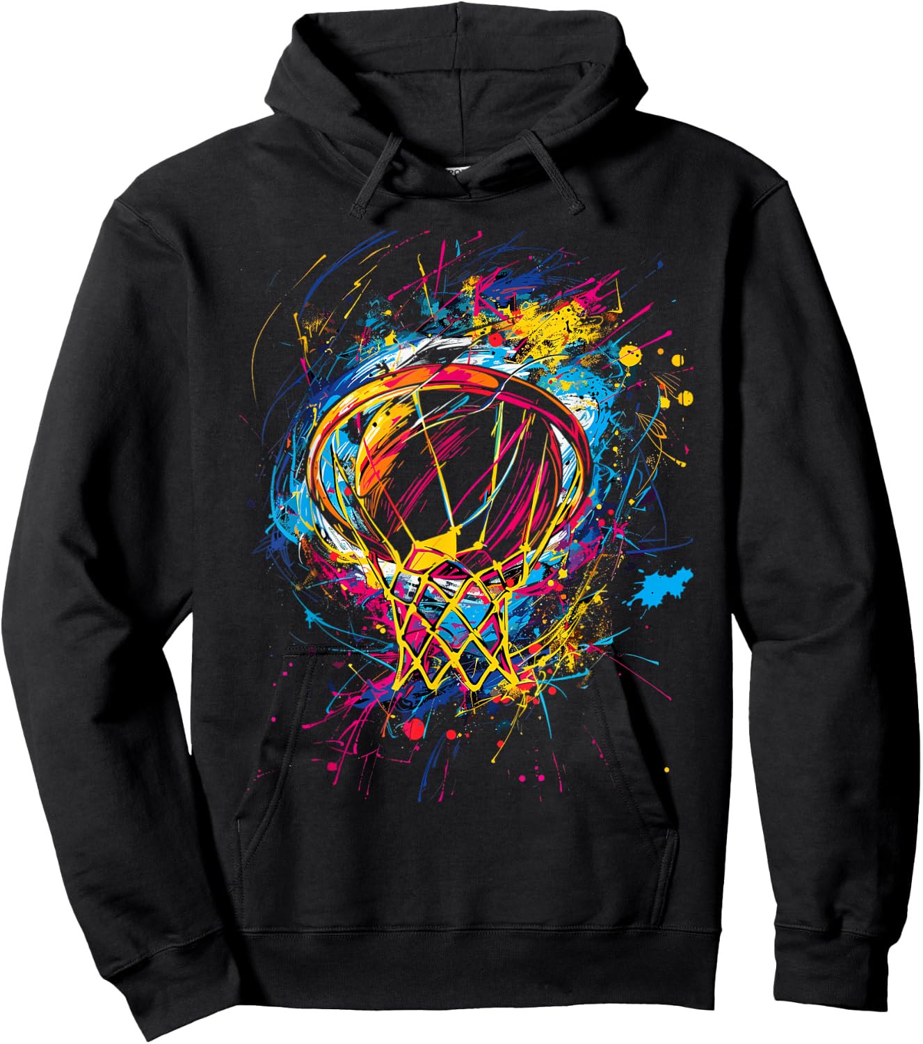 Colorful Basketball Tie Dye Color,Splash Hoop Net Slam Dunk Hoodie - Hoodie | Black