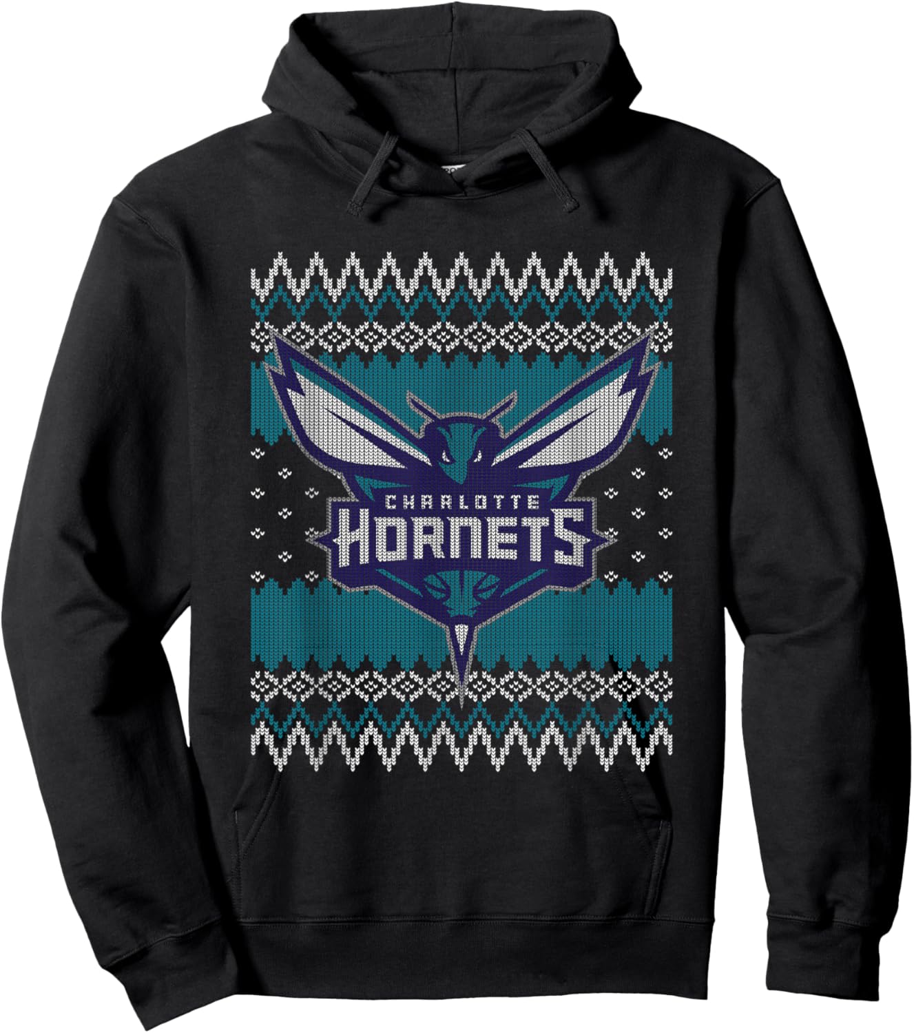 NBA Charlotte Hornets Ugly Christmas Sweater Style Hoodie - Hoodie | Black