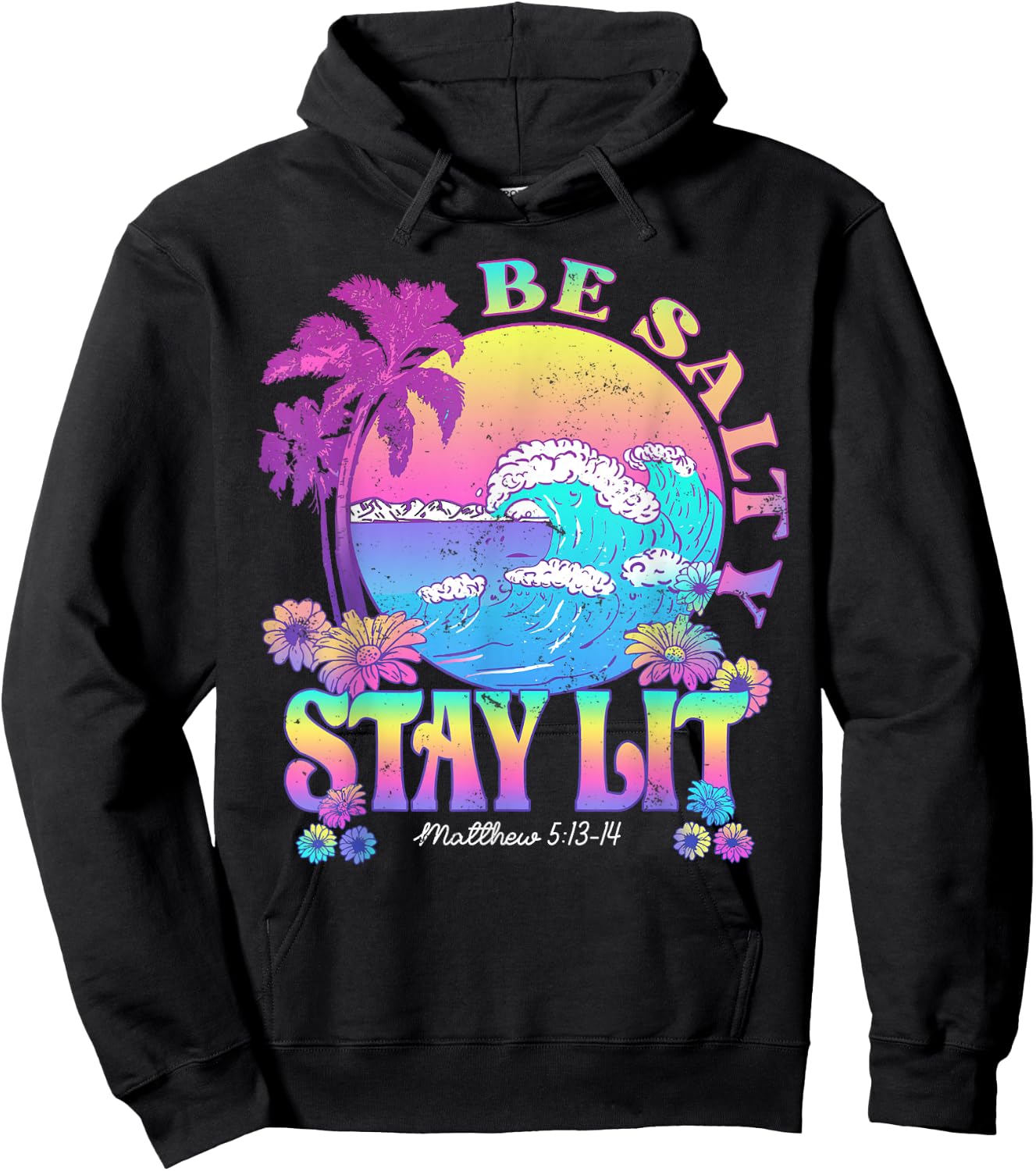 Summer Beach Be Salty Stay Lit Matthew 5:13-14 Hoodie - Hoodie | Black
