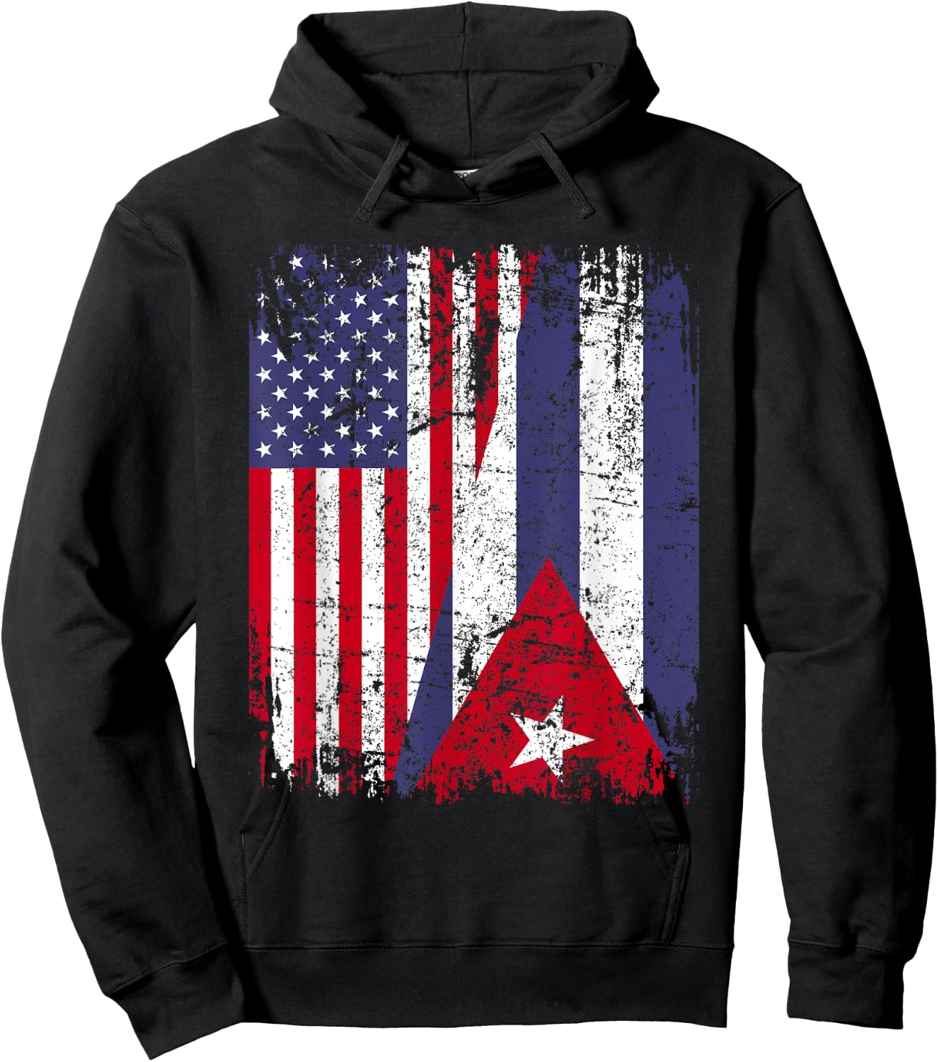 CUBAN ROOTS | Half American Flag | CUBA FLAG Hoodie - Hoodie | Black