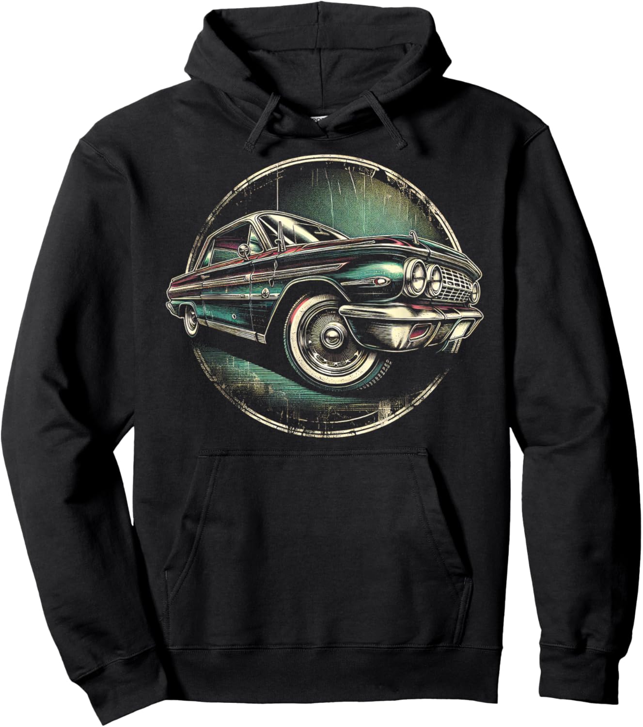 Intricate Vintage Car Art Hoodie - Hoodie | Black