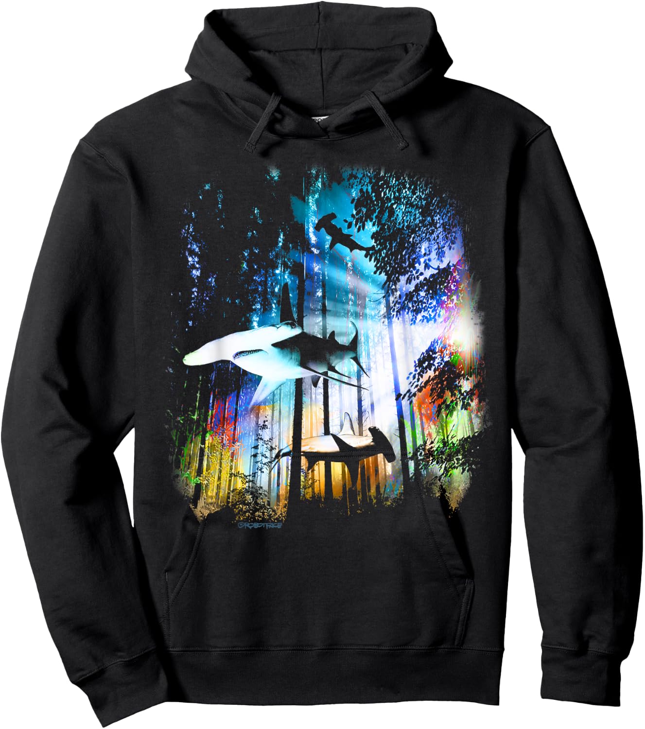 Hammerhead Shark Forest Hoodie - Hoodie | Black