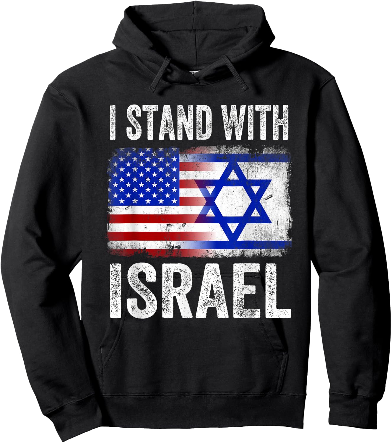I Stand with Israel Patriotic T Shirt USA and Israel Flag Hoodie - Hoodie | Black