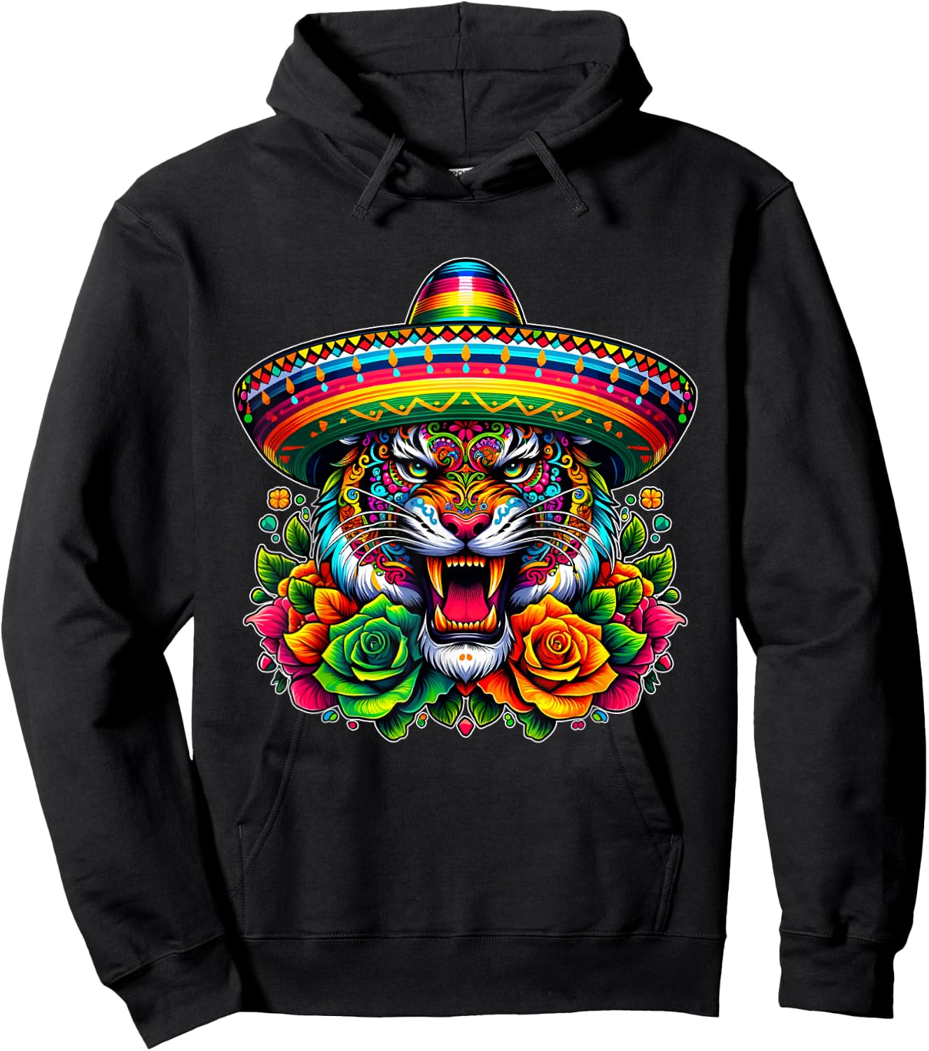 Mexican Cinco De Mayo Let's Fiesta Party Tiger Hoodie - Hoodie | Black