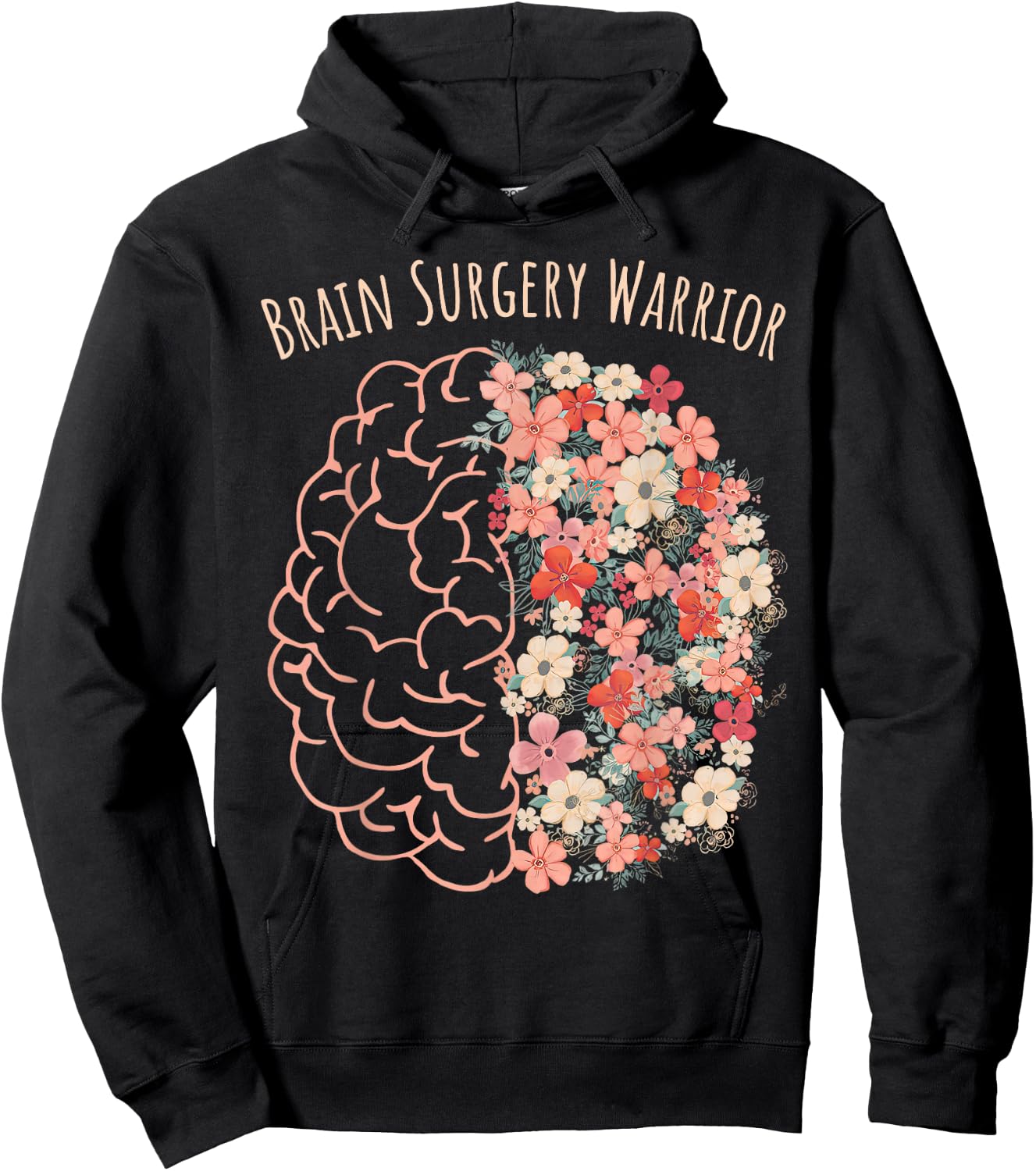 Brain Surgery Warrior Floral Brain Tumor Cancer Survivor Hoodie - Hoodie | Black