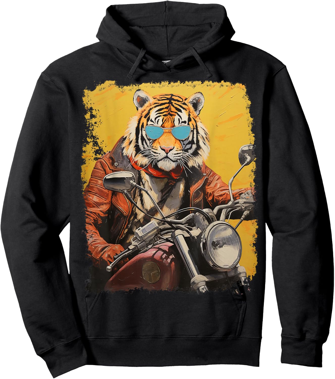 Motorbike Gear Tiger on Motorcycle Hoodie - Hoodie | Black