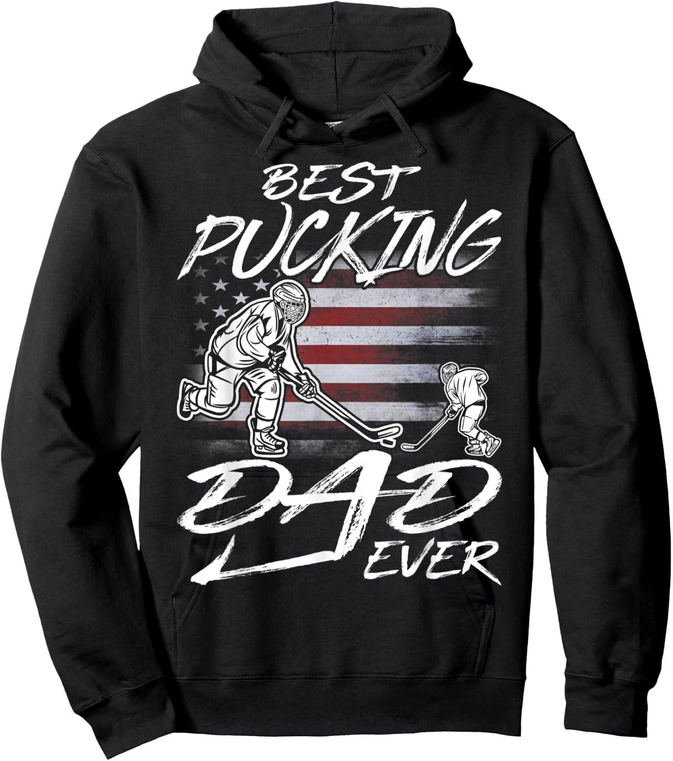 Best Pucking Dad Ever Hockey Father's Day Gift Hoodie - Hoodie | Black