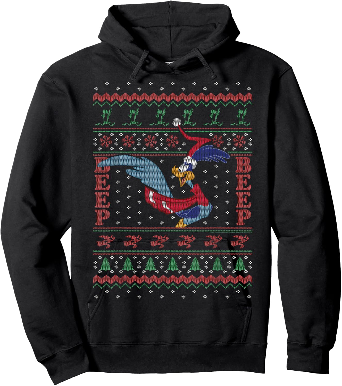 Looney Tunes Christmas Road Runner Ugly Sweater Hoodie - Hoodie | Black