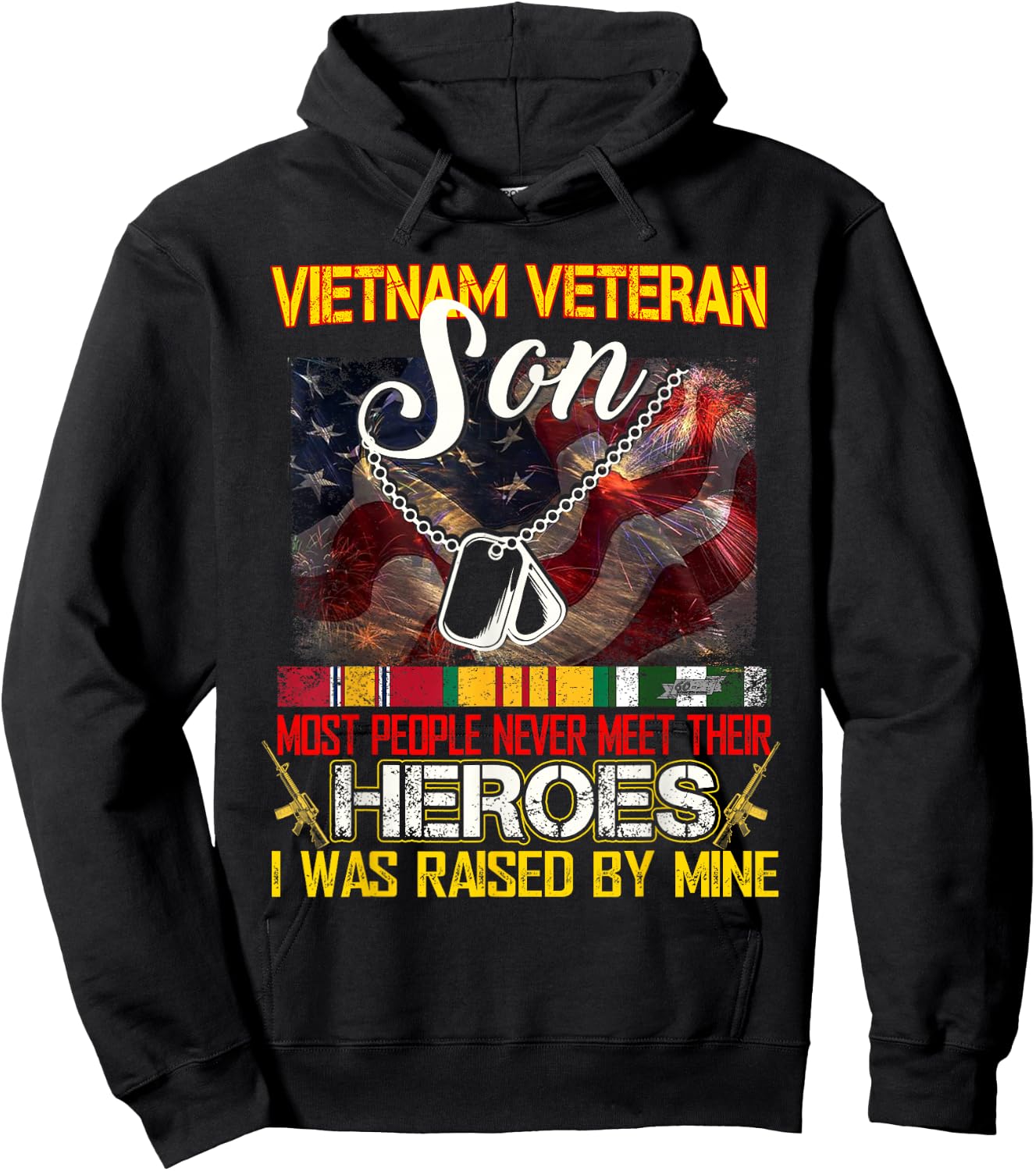 Proud Son of A Vietnam Veteran My Dad Mom is A Hero Hoodie - Hoodie | Black