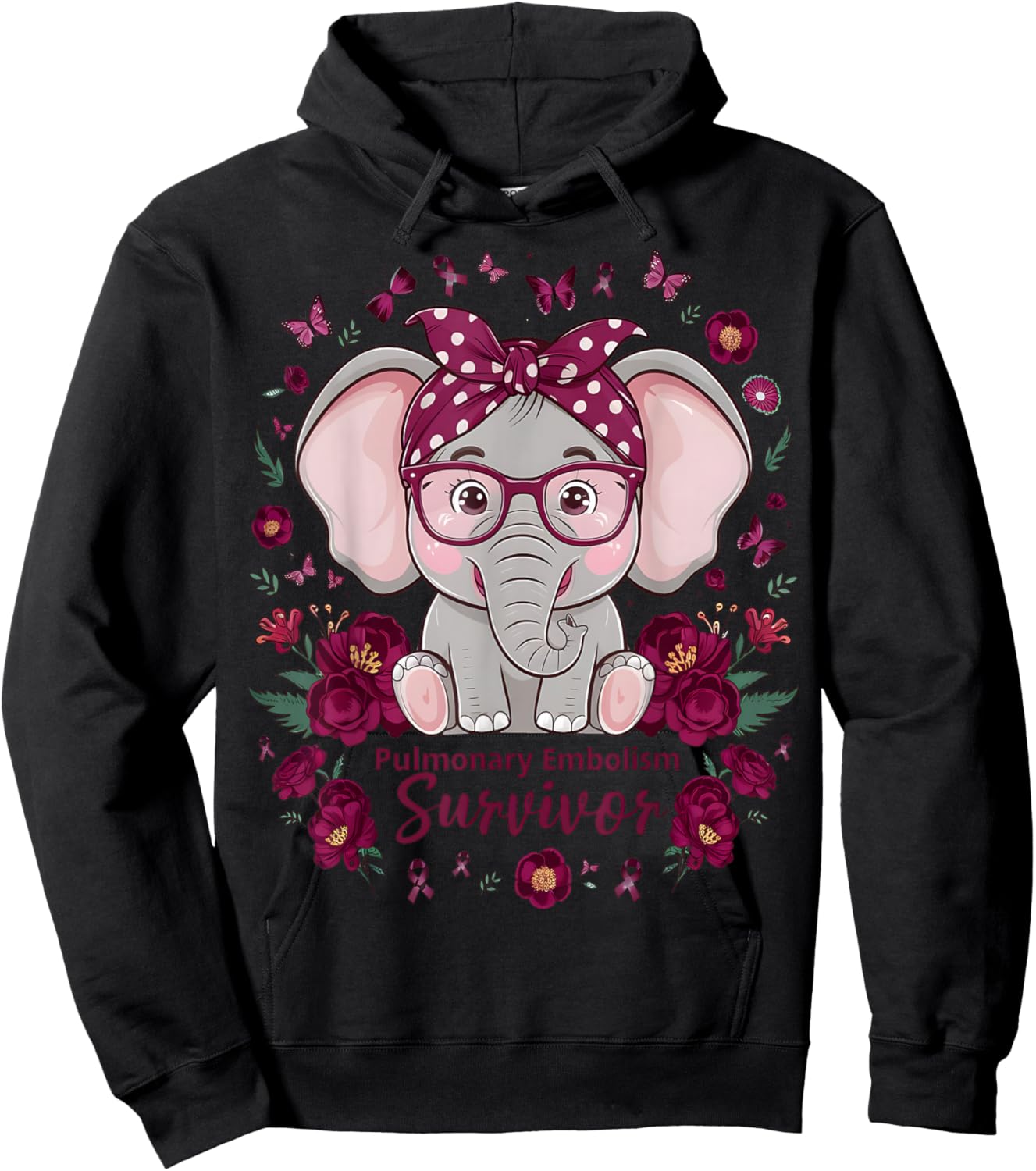 Pulmonary Embolism awareness flowers and ribbon Hoodie - Hoodie | Black