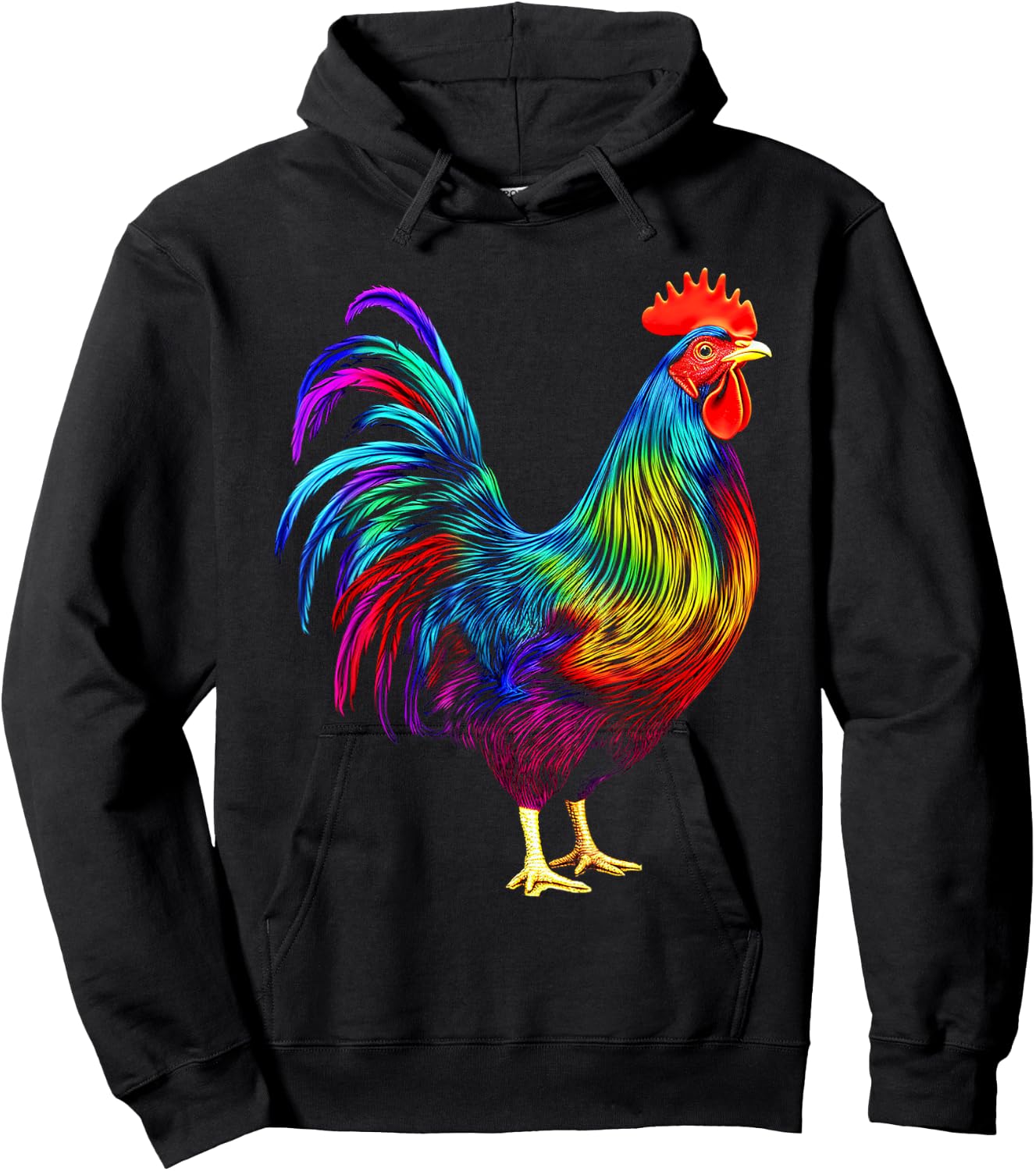 Chicken Colorful Art Animal Graphic Motif Chicken Hoodie - Hoodie | Black